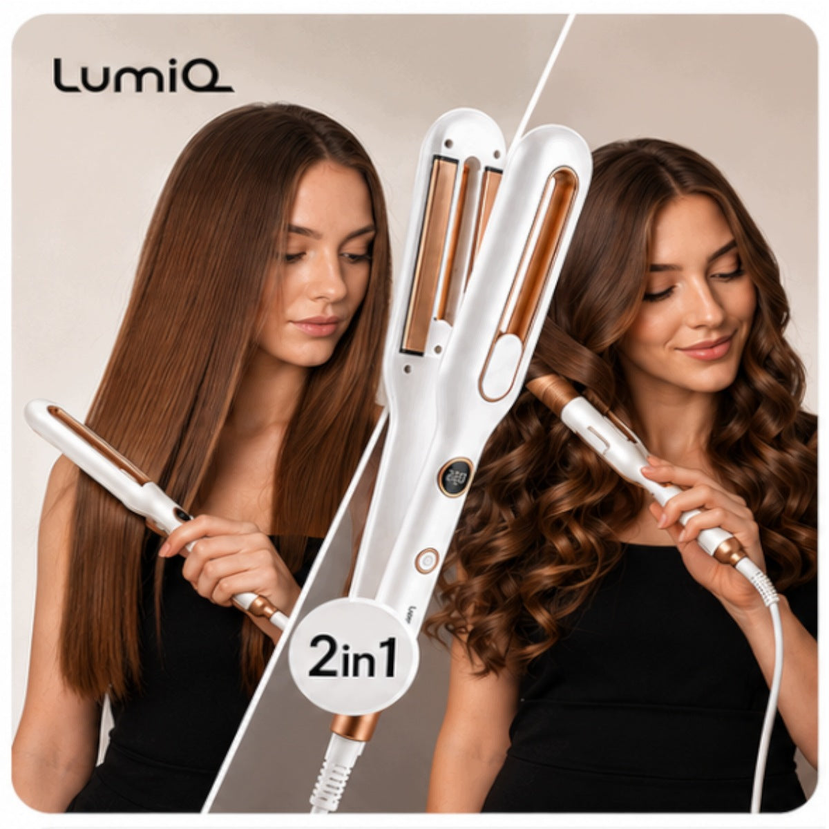 2in1 HAIR STRAIGHTENER CURLING IRON with CERAMIC IONIZATION INFRARED LUMIQ Manufacturer code 2w1 PROSTOWNICA LOKÓWKA DO WŁOSÓW DELIKATNYCH