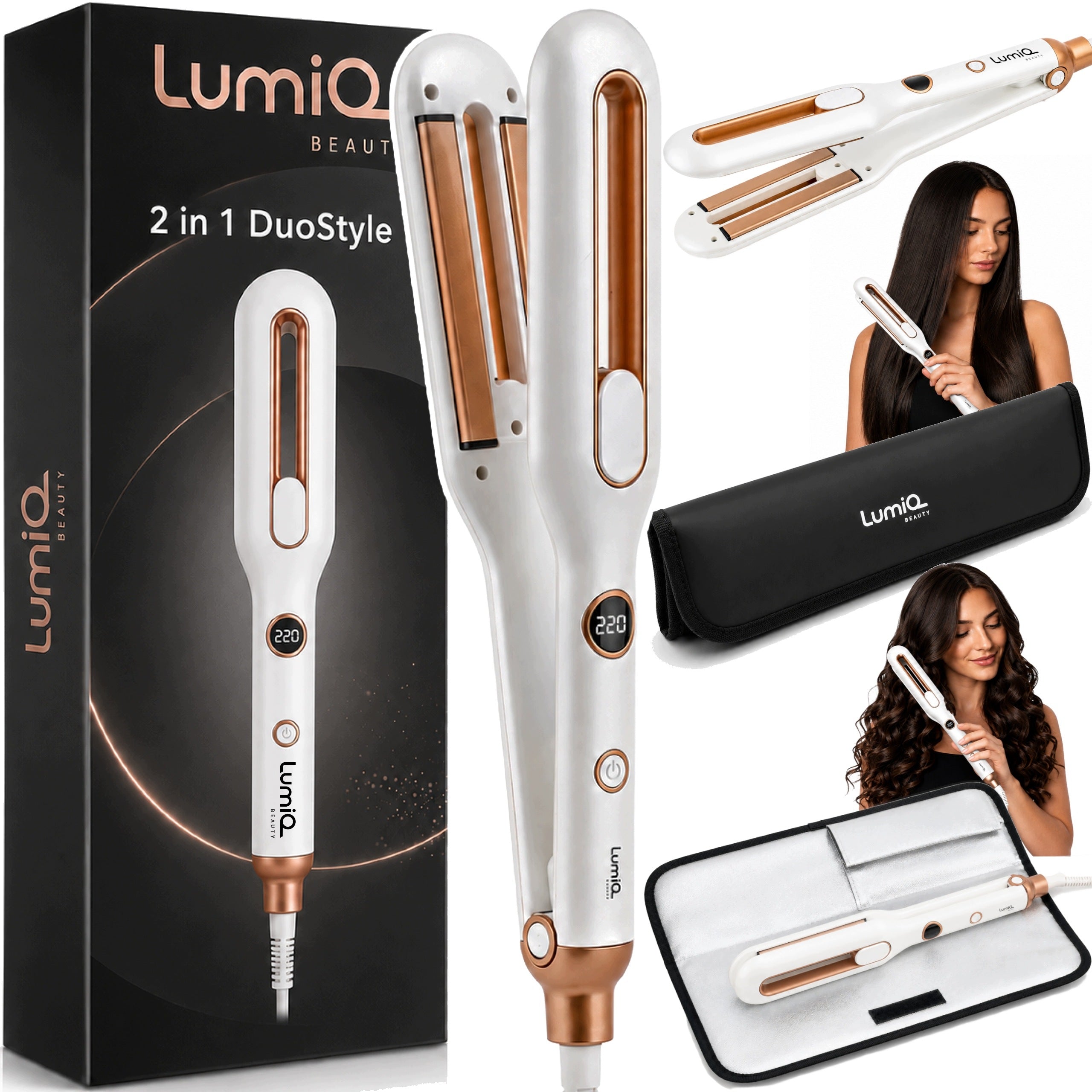2in1 HAIR STRAIGHTENER CURLING IRON with CERAMIC IONIZATION INFRARED LUMIQ