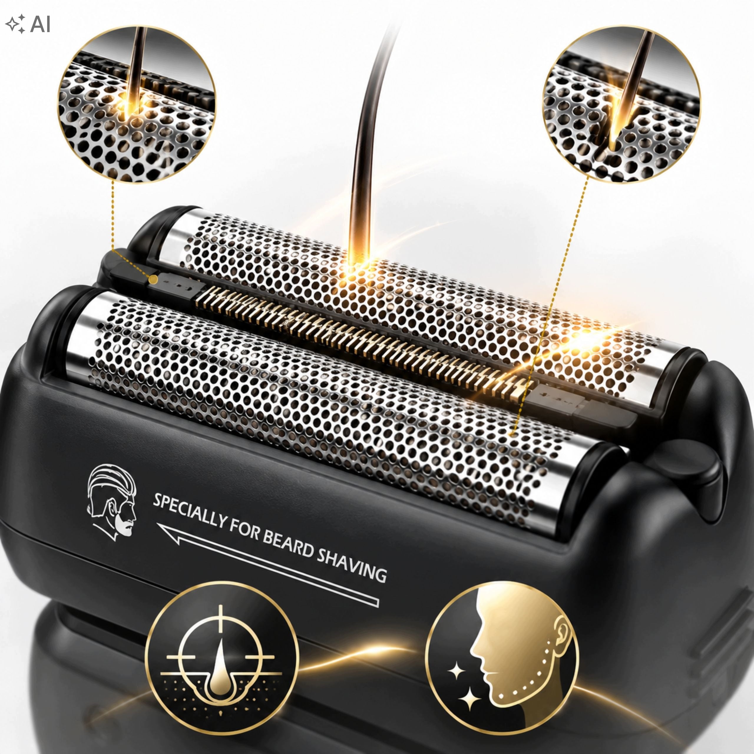 2in1 Men's Foil Shaver For Beard Head Beard Wet and Dry LED Manufacturer code Dwie Głowice do Brody i Głowy