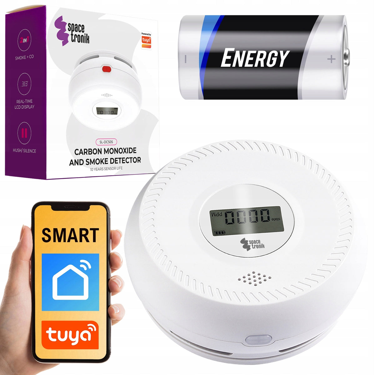 2in1 Smoke Chad Sensor Tuya WiFi 10YEARS CERTIFIED Carbon Monoxide Detector