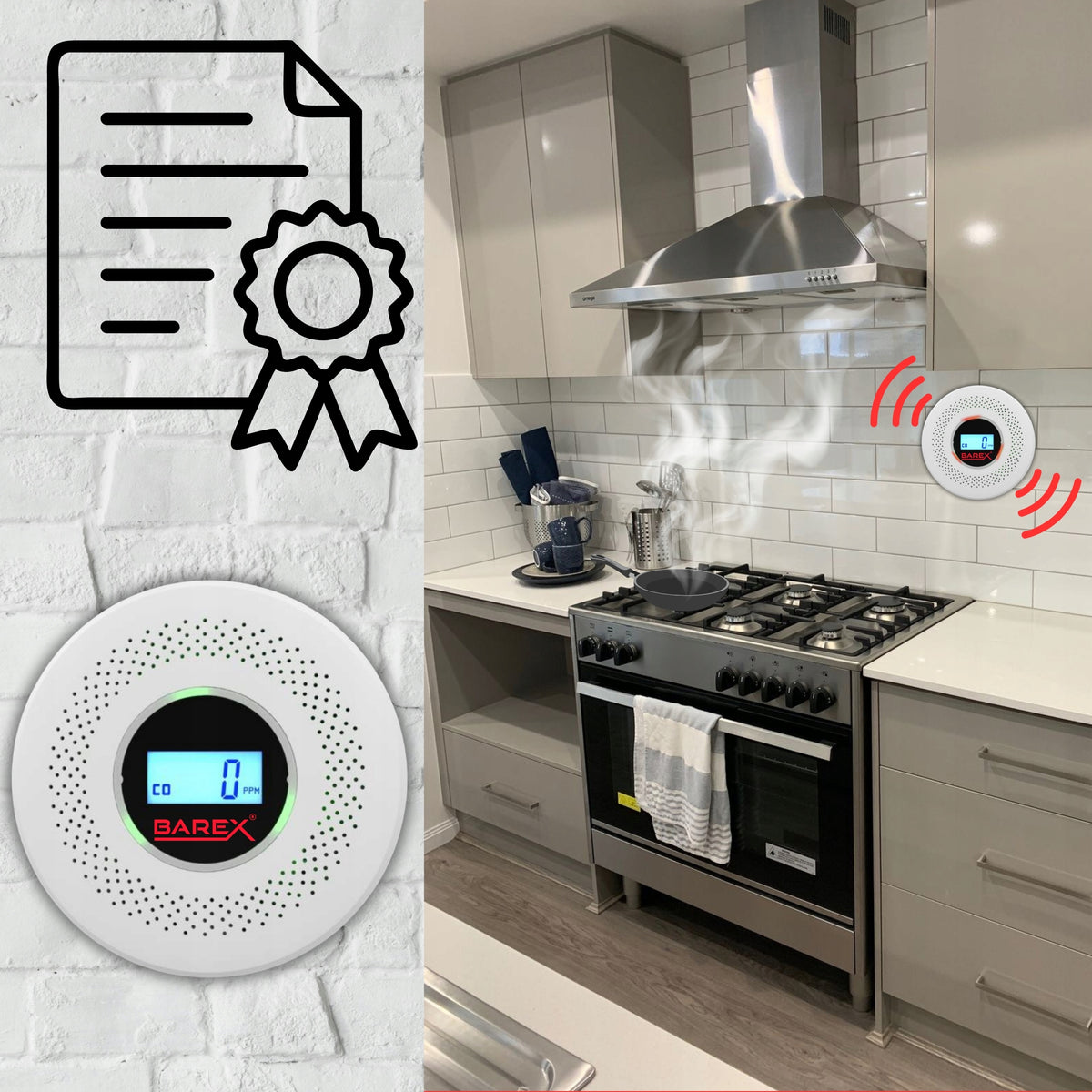 2in1 Smoke and Carbon Monoxide Detector with LCD Display Packaging status original