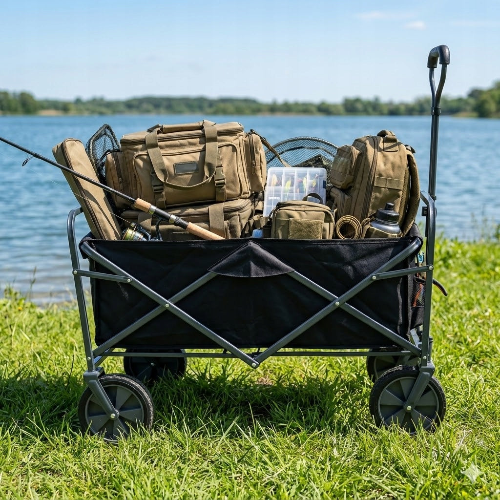 2in1 Strong XXL 145L Fishing Trolley Tourist Transport For Fish +Freebie Manufacturer code WT03 zielony
