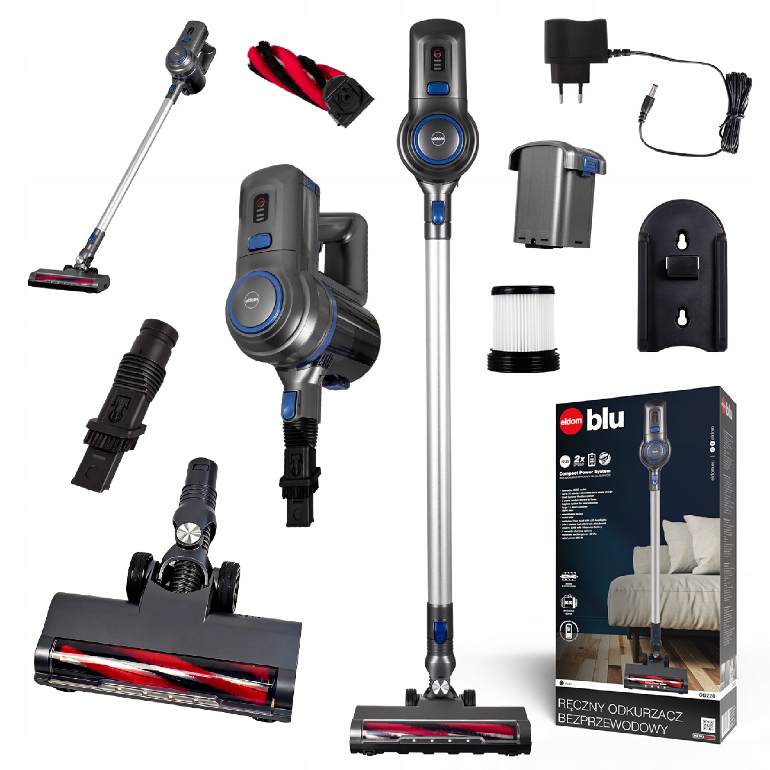 2in1 WIRELESS VERTICAL VACUUM CLEANER BLDC 280W HEPA LED CORDLESS OB220