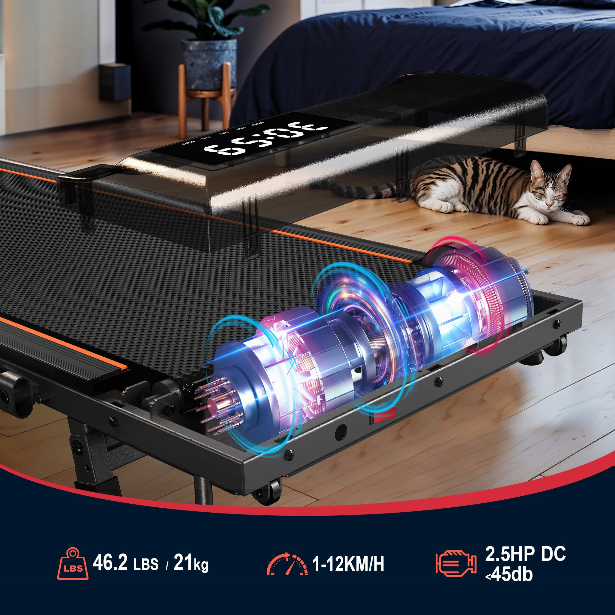 2in1 electric treadmill, foldable, 1-10 km/h, 7% slope, cushioned Packaging status original