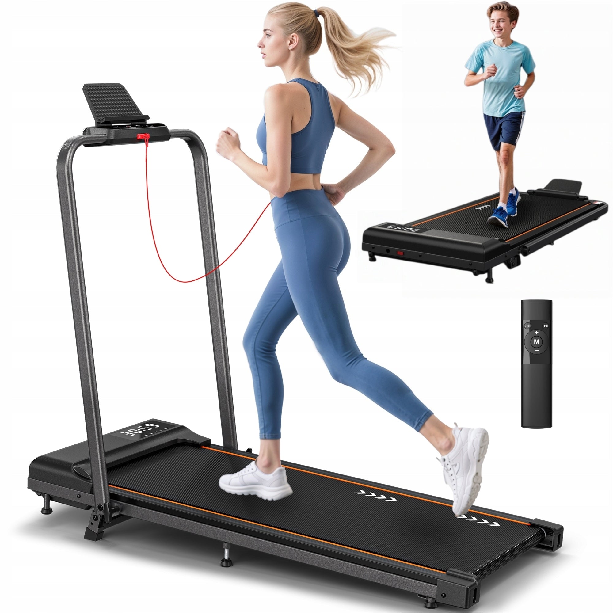 2in1 electric treadmill, foldable, 1-10 km/h, 7% slope, cushioned