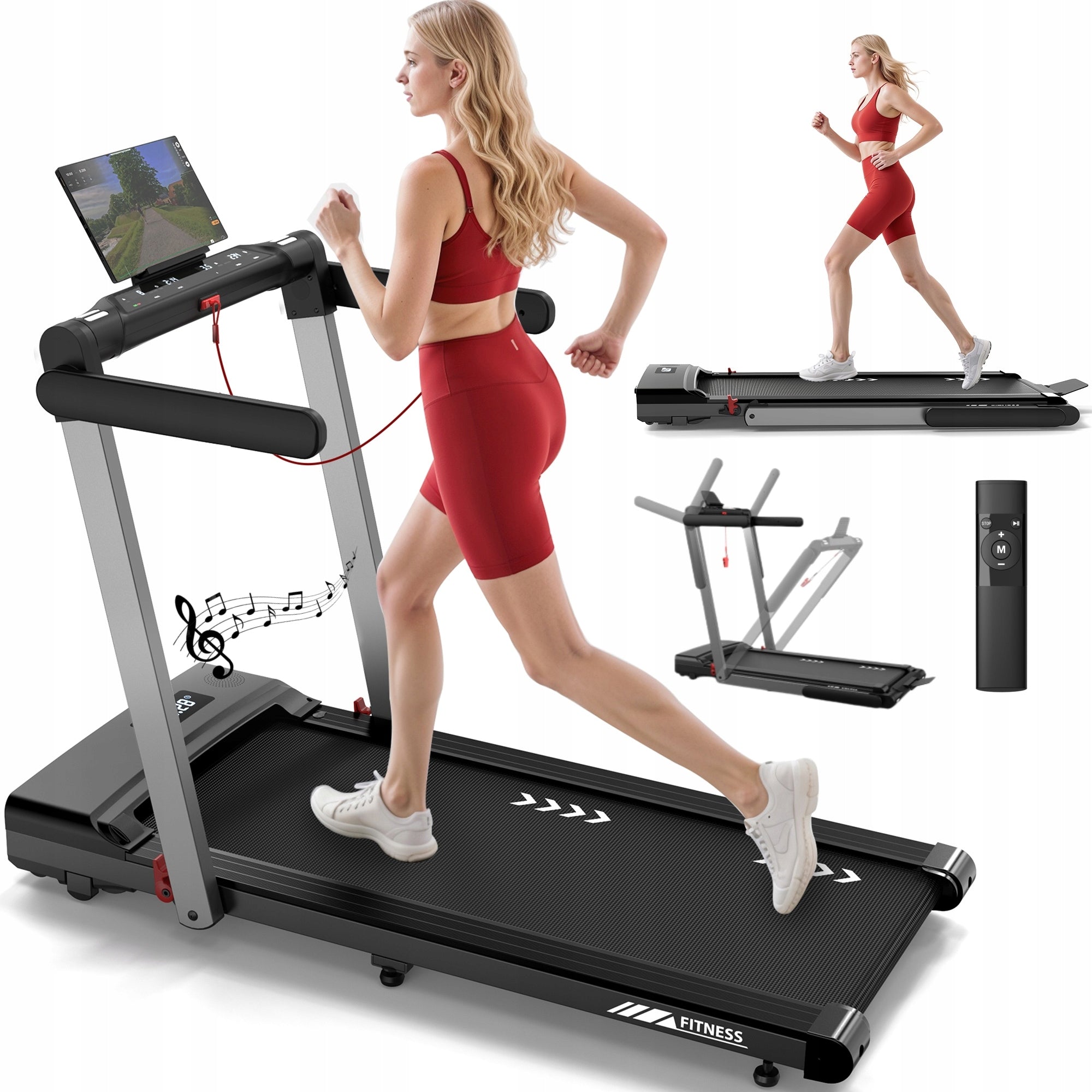 2in1 folding treadmill, 3,75 HP motor, 1-12 km/h speed, stable and durable