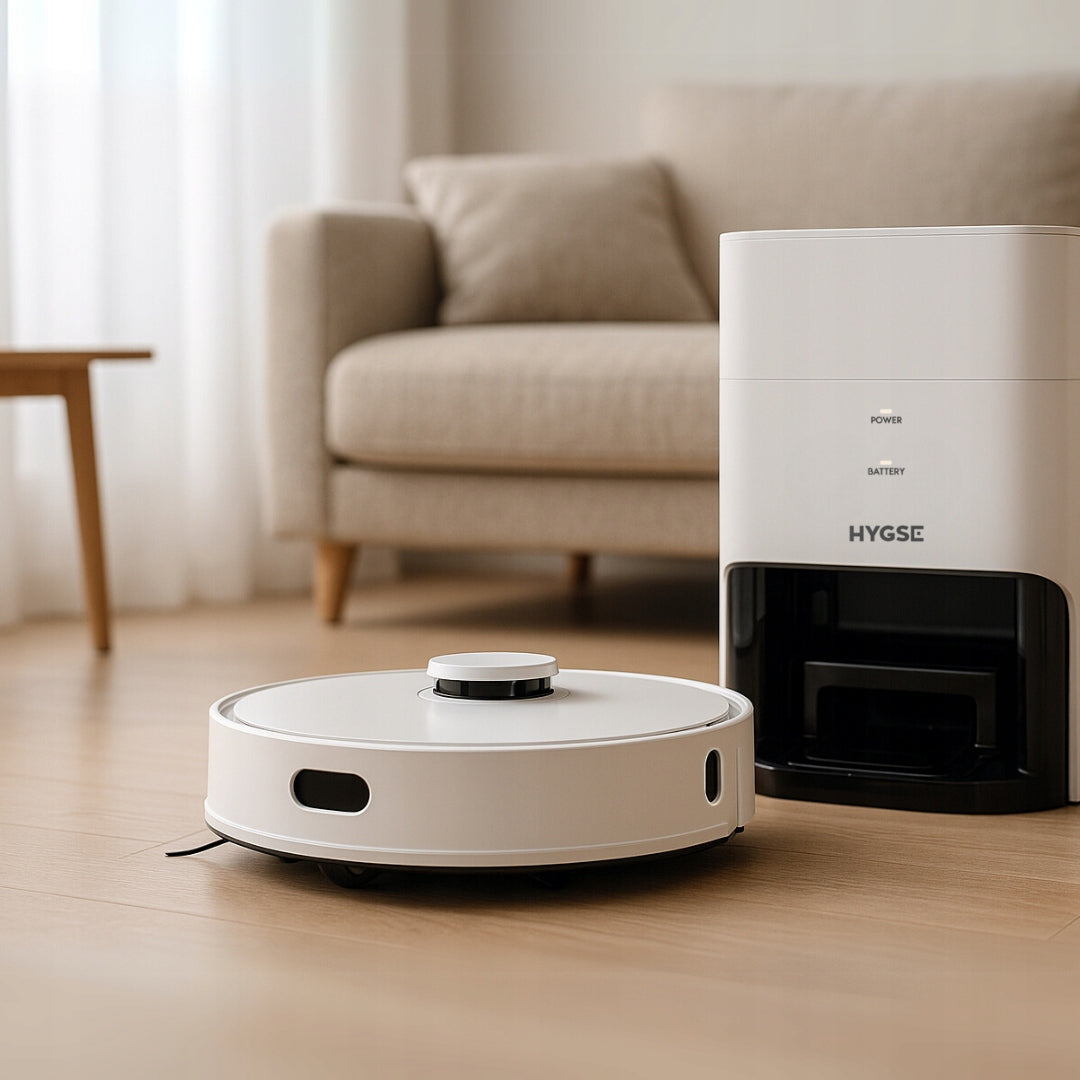 2in1 mopping robot with HYGSE movo station. 180 min work, powerful Wireless operating time 180 min