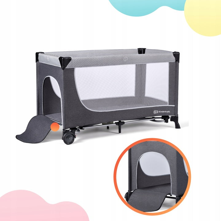 2in1 travel cot + accessories Kinderkraft Leody Color gray