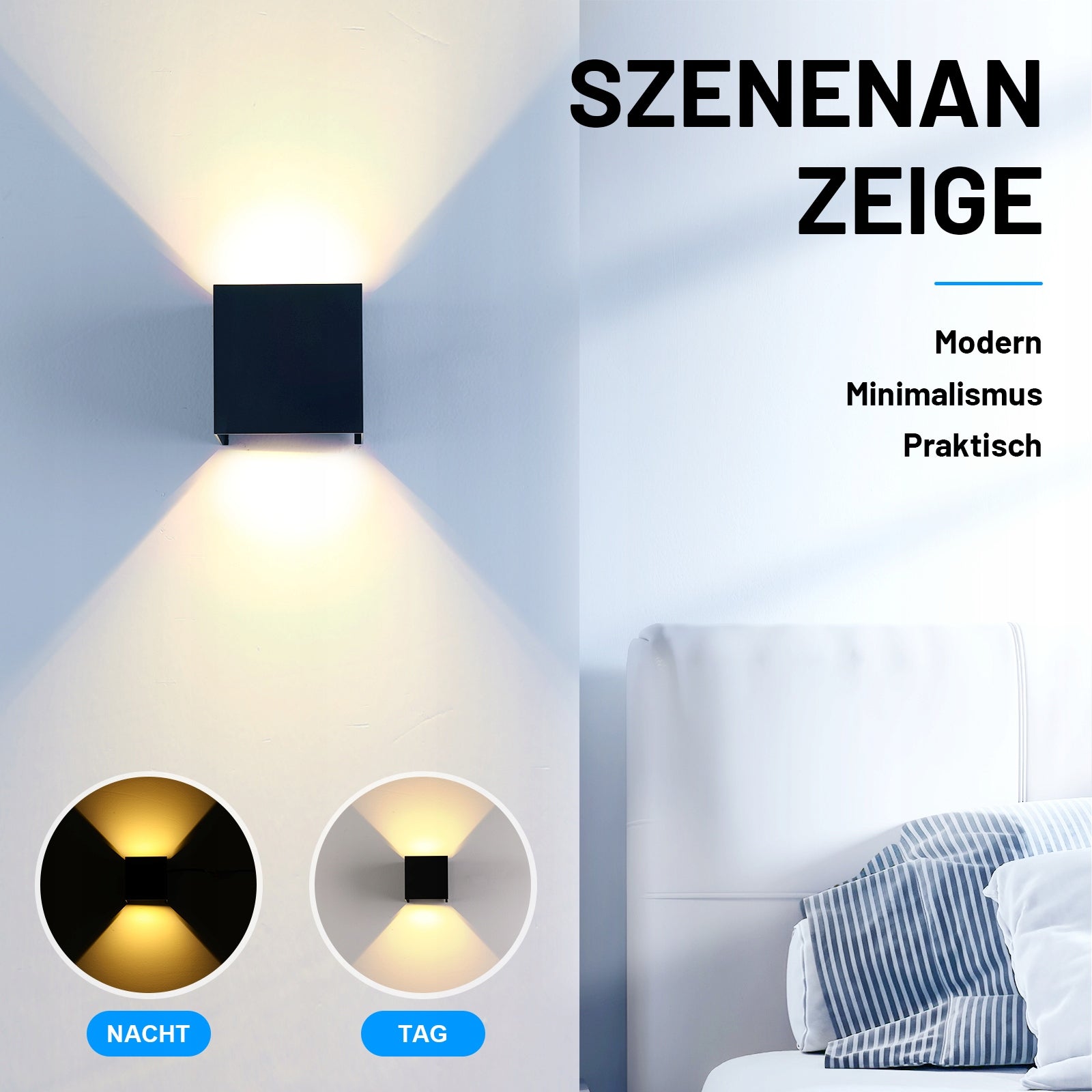 2pcs 6W LED Wall lamp with Motion sensor, adjustable up and down beam Manufacturer code H-LP00332 Iris