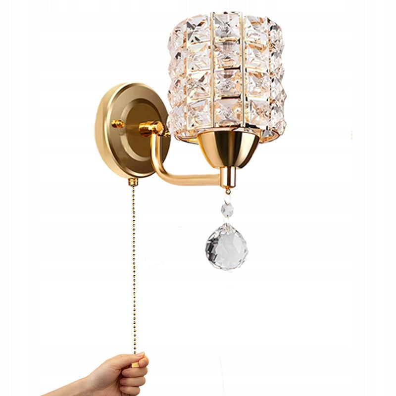 2pcs Modern Crystal Wall Lamp Gold Plated E27 Lighting Pull Cord Switch Manufacturer code G06898446822775