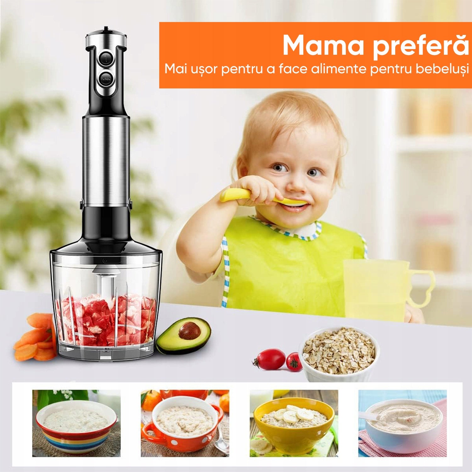 2w1 BLENDER RĘCZNY WIELOFUNKCYJNY 1000w Ultrixe Owoce kostki lodu mięso Manufacturer code ALGHF-HB-6002-EU