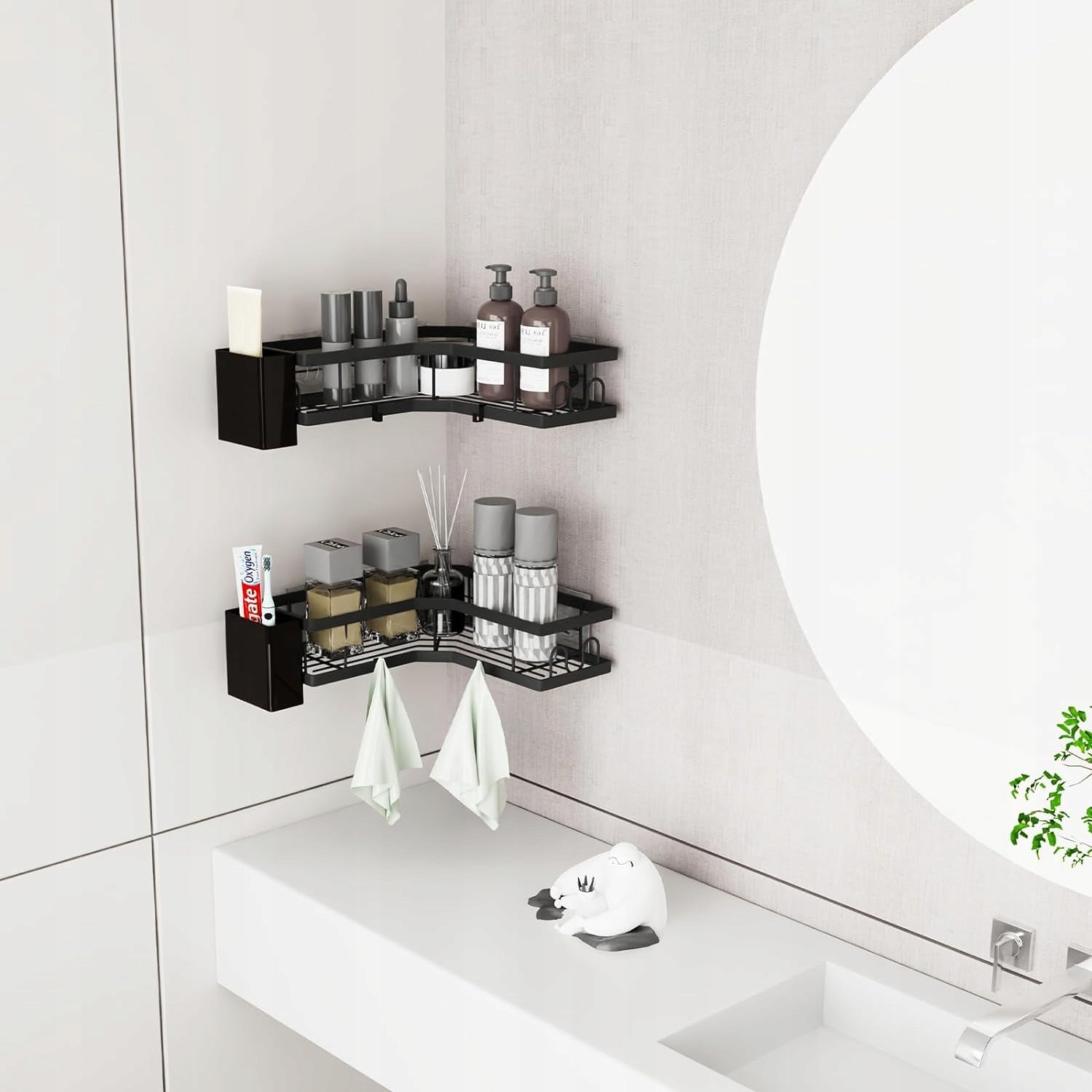 2x BATHROOM SHELF CORNER HANGING SHOWER WITHOUT DRILLING BLACK LOFT Manufacturer code NAROŻNA PÓŁKA PRYSZNICOWA