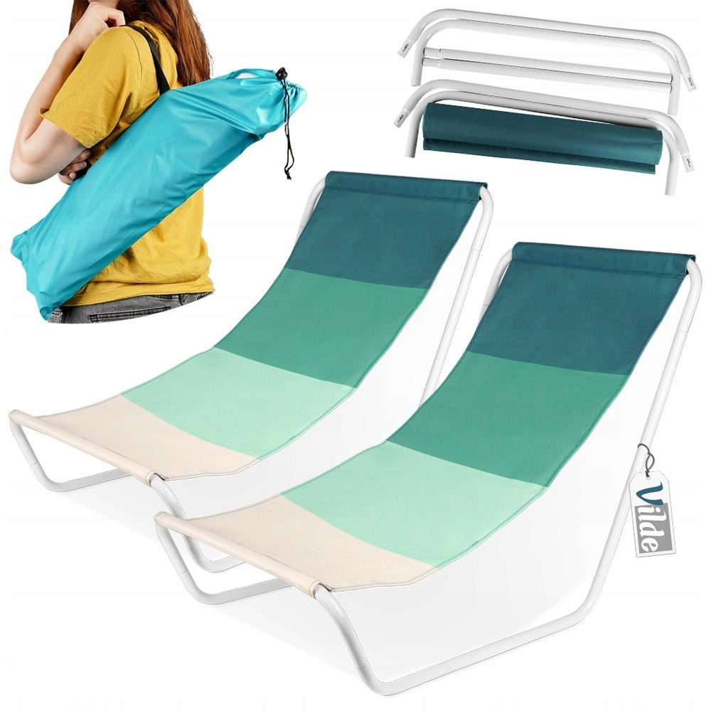 2x BEACH LOUNGER GARDEN HIKING CAMPING FOLDING PORTABLE ARMCHAIR Manufacturer code 5904316475871