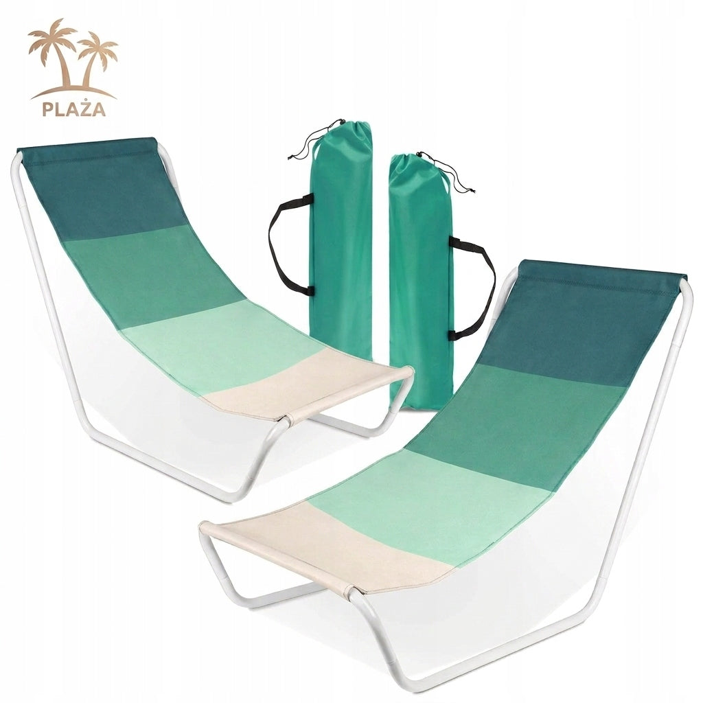 2x BEACH LOUNGER GARDEN HIKING CAMPING FOLDING PORTABLE ARMCHAIR