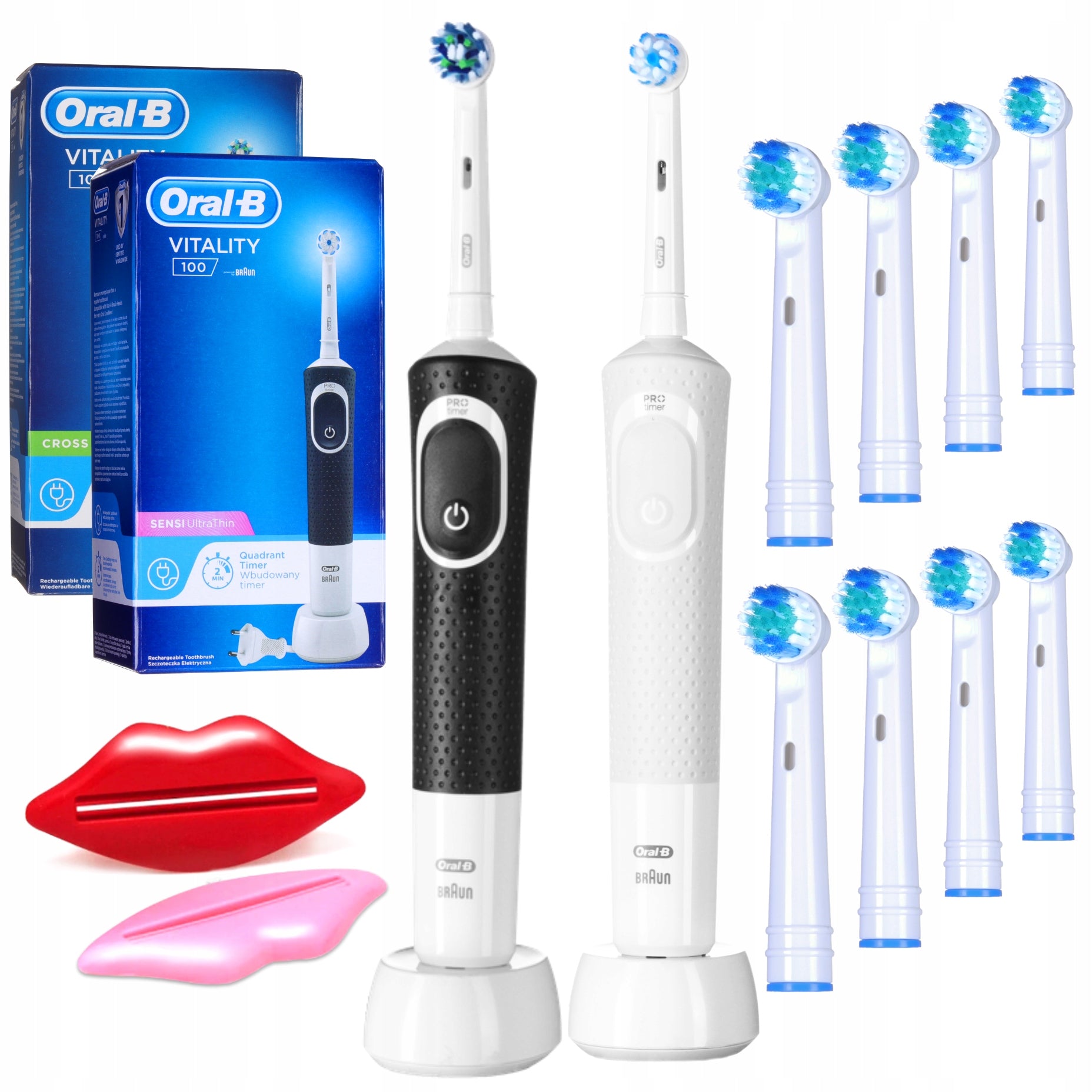 2x Braun ORAL-B Vitality 100 Electric Toothbrush Two Pack White and Black
