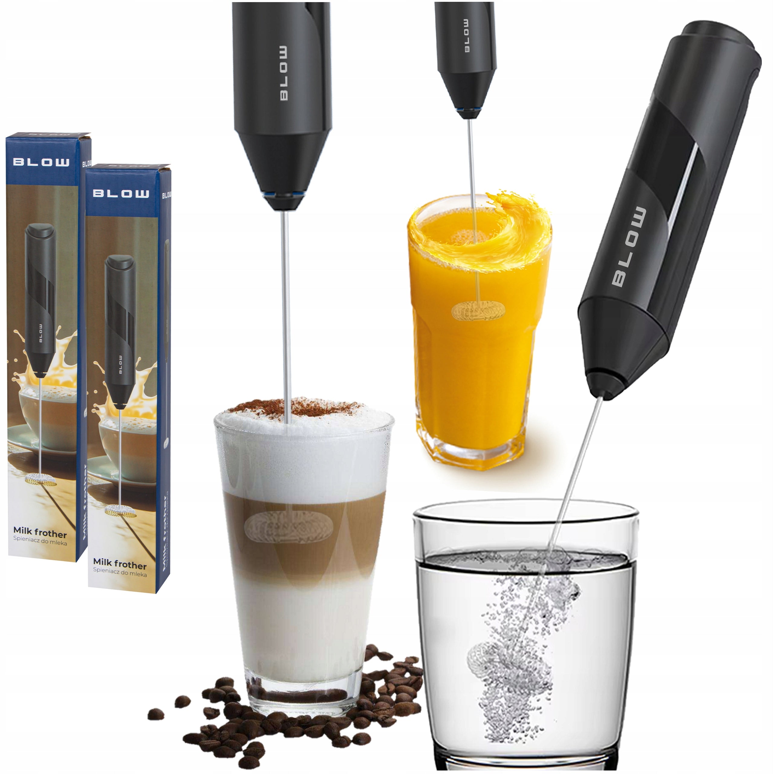 2x COFFEE MILK FROTHER MINI ELECTRIC MIXER HAND WAND BEATER