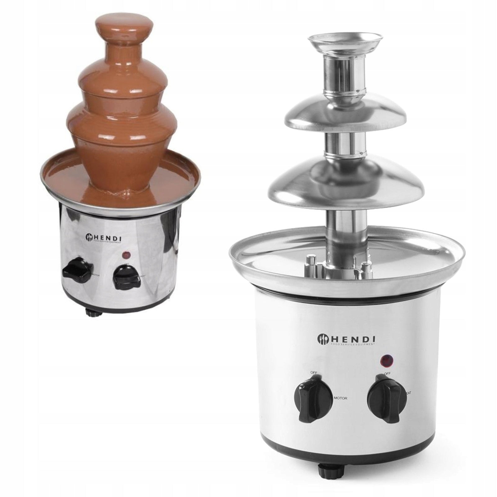 2x Chocolate Fountain for Chocolate Fondue Steel 170W - Hendi 274101 Dominant color silver/gray