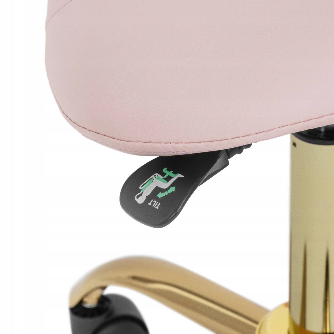 2x Cosmetic saddle chair with backrest adjustable MANNHEIM pink-gold Model PHYSA MANNHEIM POWDER PINK_GOLD