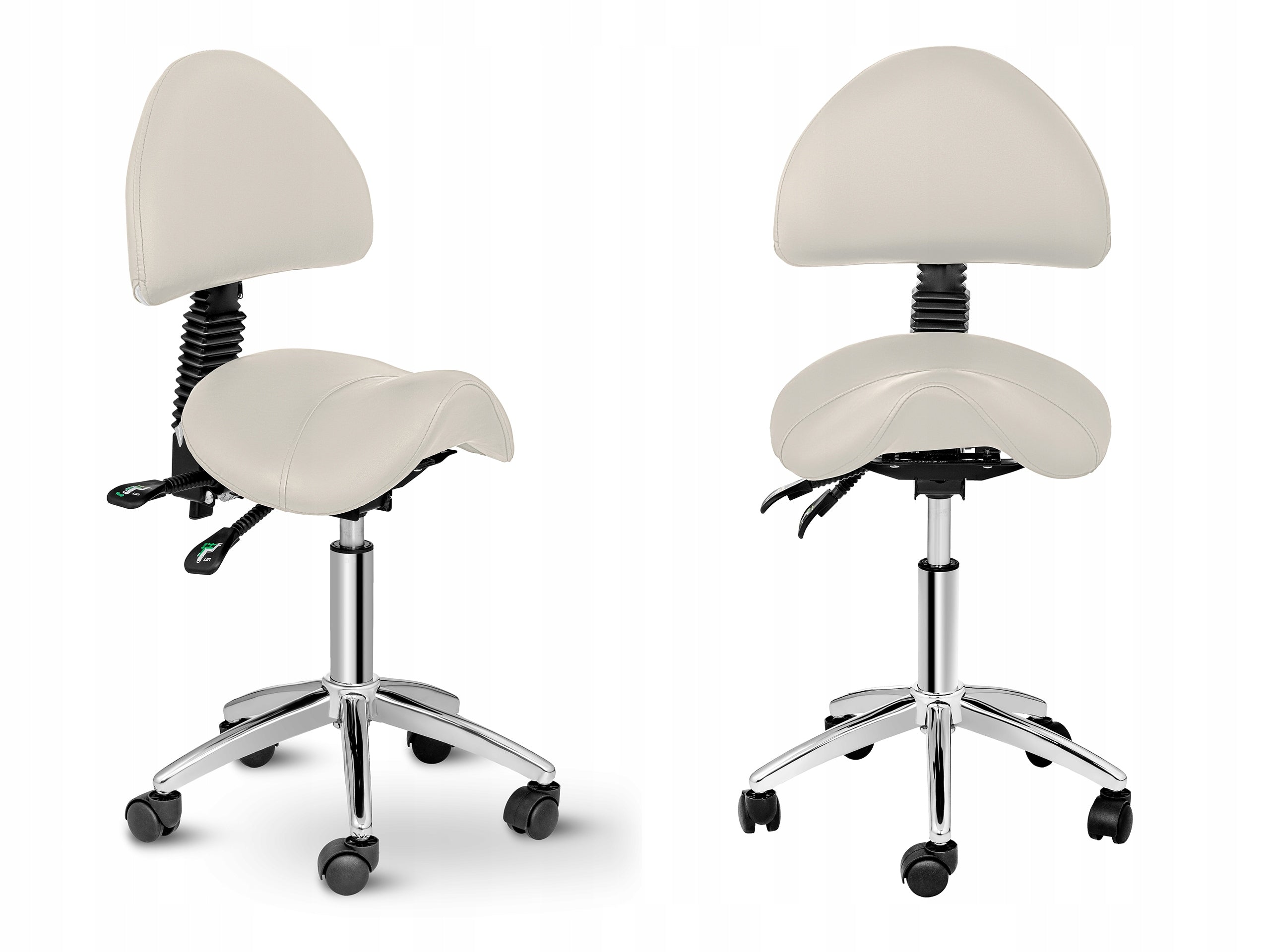 2x Cosmetic saddle chair with swivel backrest adjustable BERLIN - beige