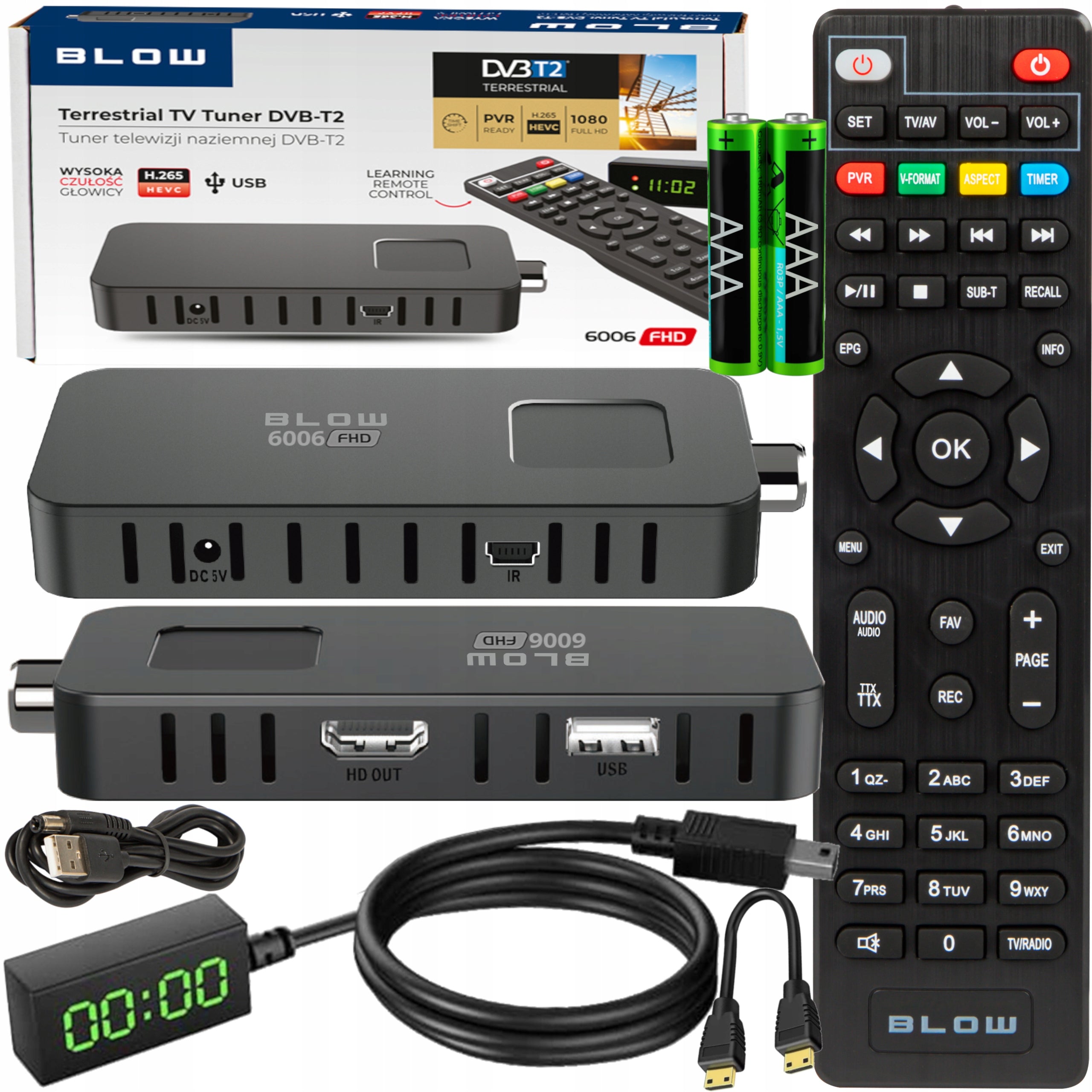 2x DECODER TV TUNER DVB-T2 HEVC H.265 FULL HD MINI STICK REMOTE CONTROL HDMI SET EAN (GTIN) 5900804147541