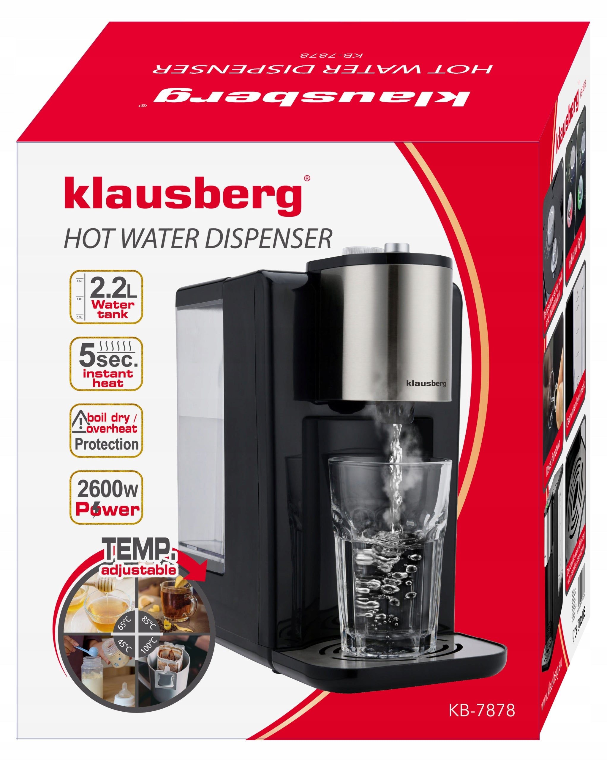 2x DISPENSER HOT WATER DISPENSER 2,2L KLAUSBERG KB-7878 Model KB-7878