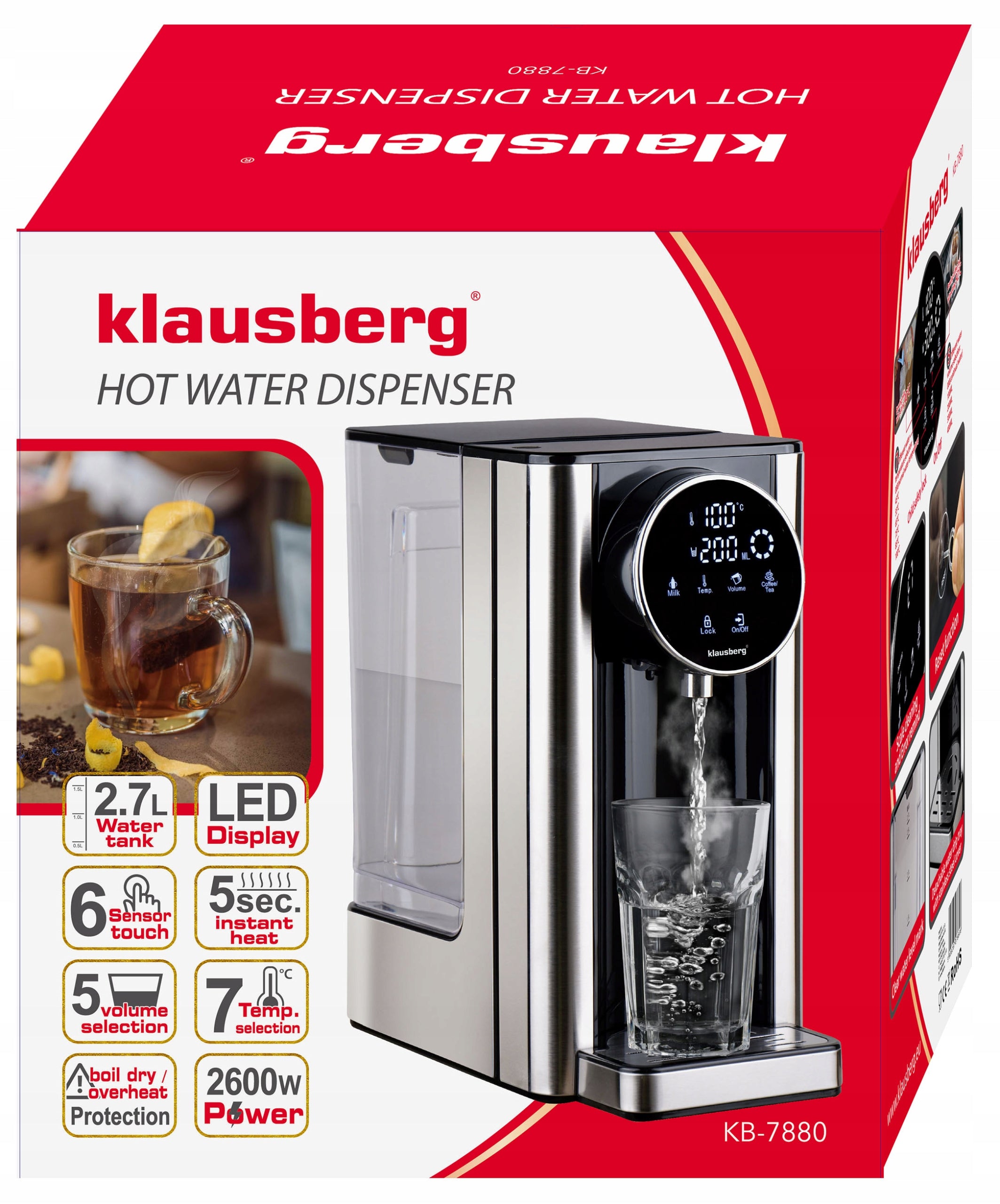 2x DISPENSER HOT WATER DISPENSER 2,7L KLAUSBERG KB-7880 Model KB-7880