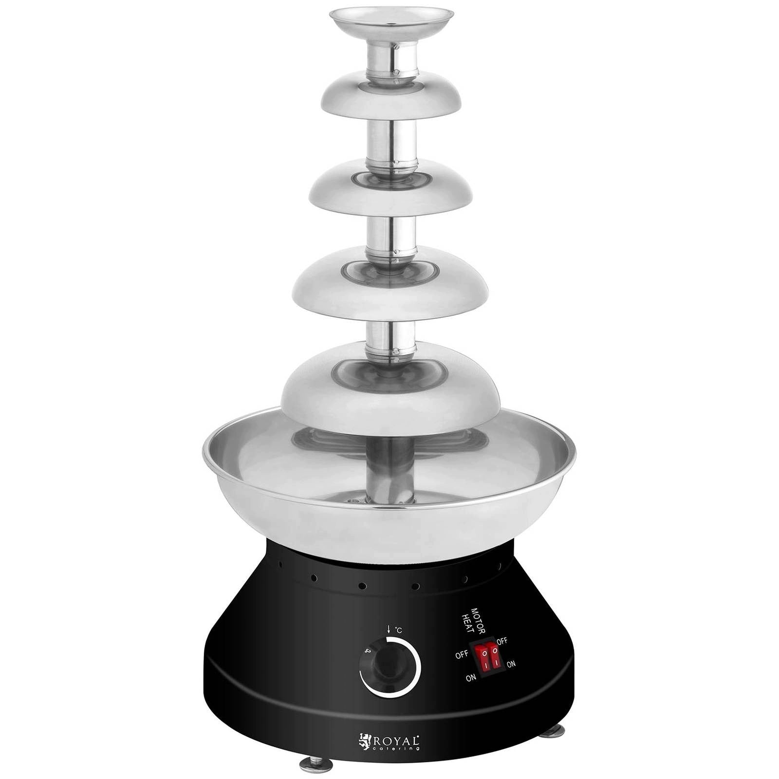 2x Double-decker chocolate fountain for chocolate 5 floors 4 kg Dominant color black