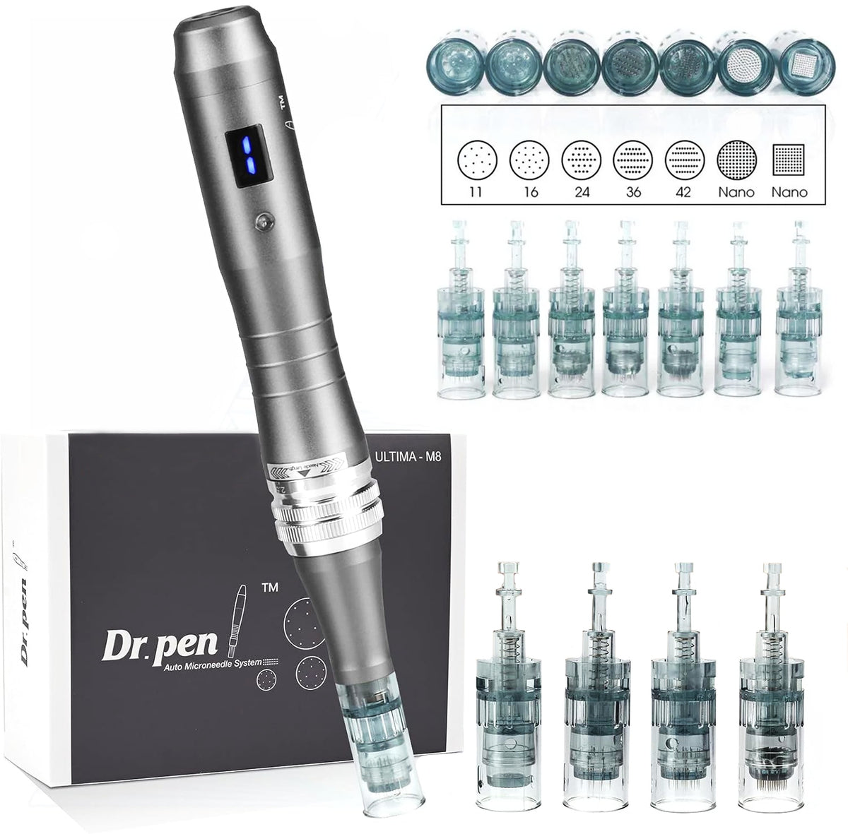 2x Dr Pen M8 W Wireless Dermabrasion Microneedle Mesotherapy 20 Cartridges