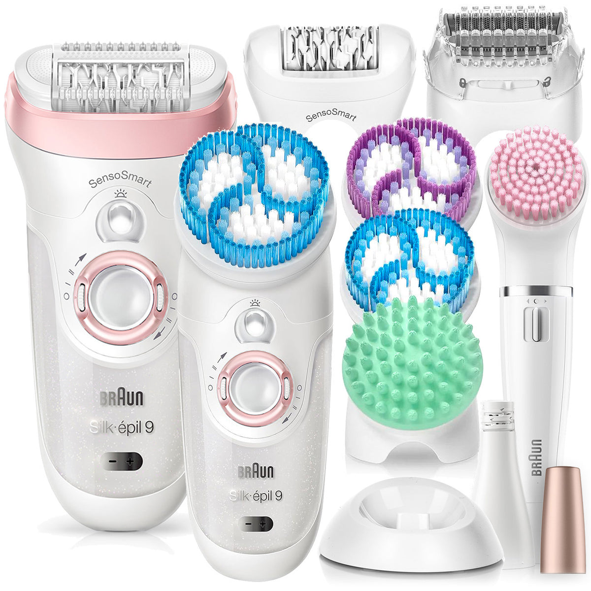 2x EPILATOR BRAUN Silk-epil 9 Sensosmart+ FOR FACE + SPA + FACE + SHAVER