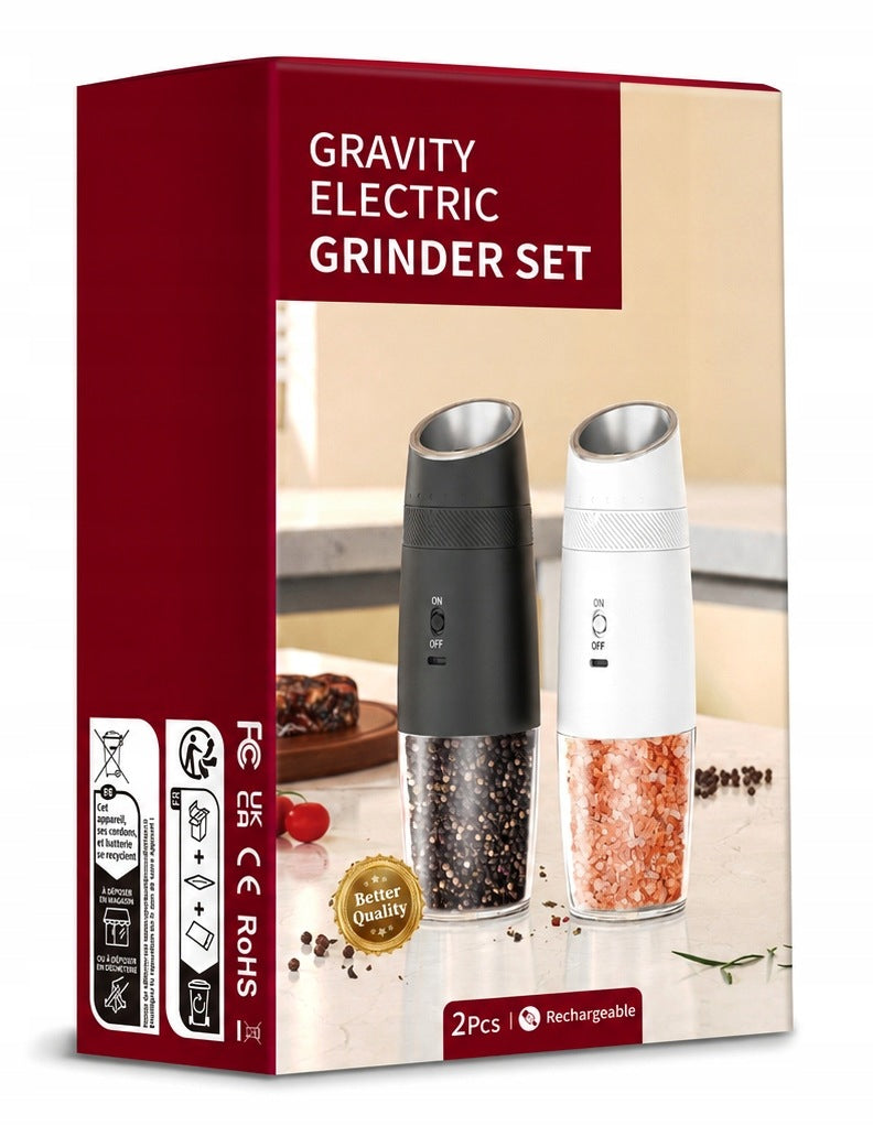 2x Electric Ceramic Grinder for Salt and Pepper Grinding LED AKU USB-C Manufacturer code ZM-G1