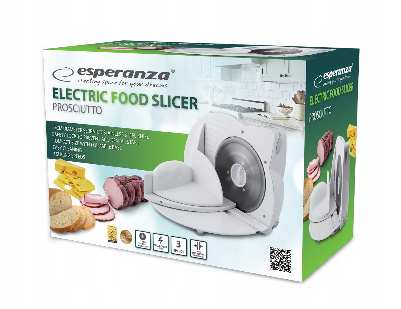 2x Electric Slicer Esperanza Prosciutto EKM017W (150W; white) Brand Esperanza