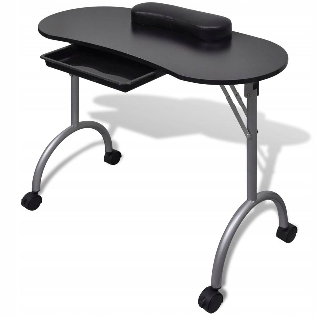 2x Folding manicure table, black with circles