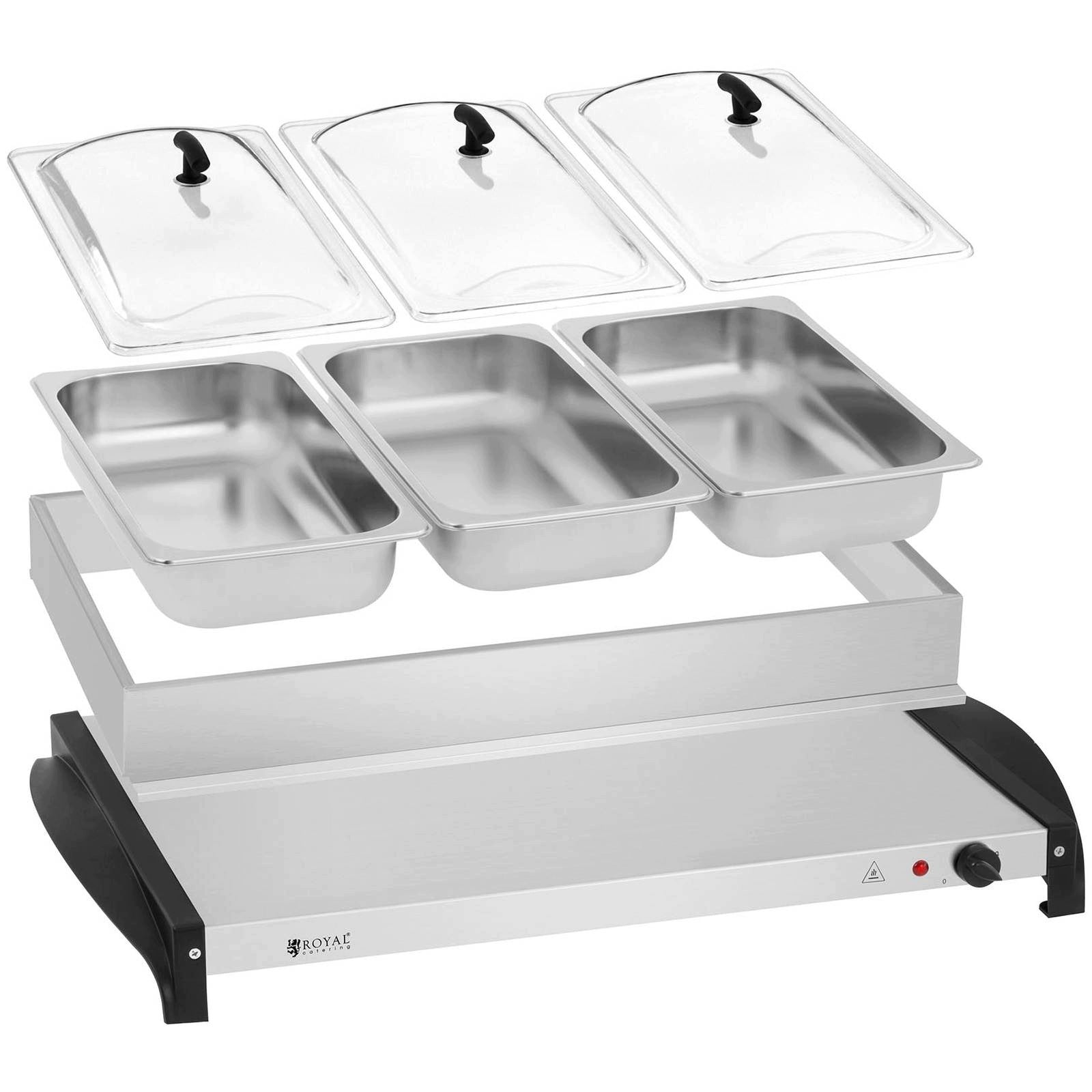 2x Food Warmer for 3 Electric Containers 400W Royal Catering Model RCHP-400/3