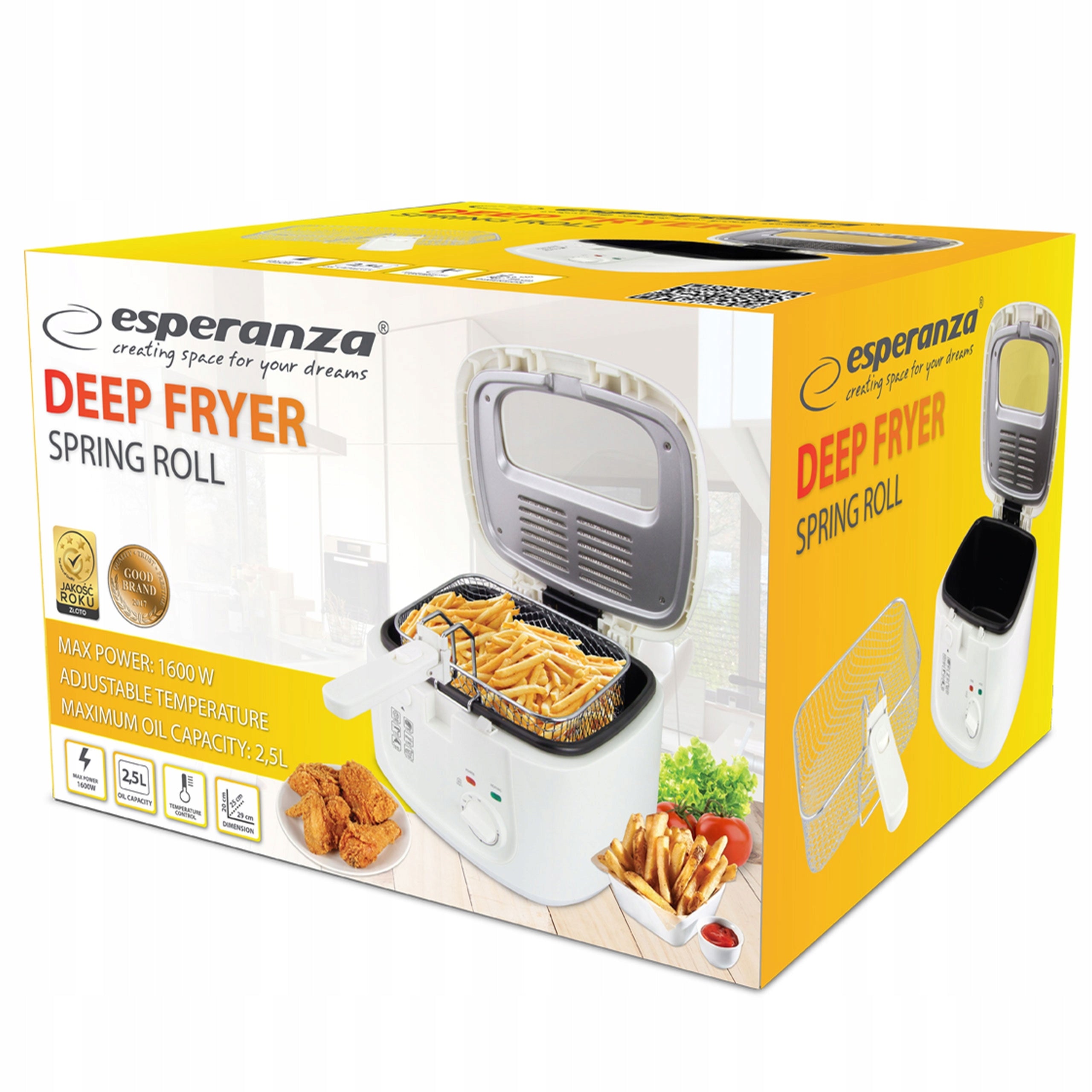 2x Fryer Esperanza SPRING ROLL ECG012 (2,5 l; 1800W; white) Model Spring Roll