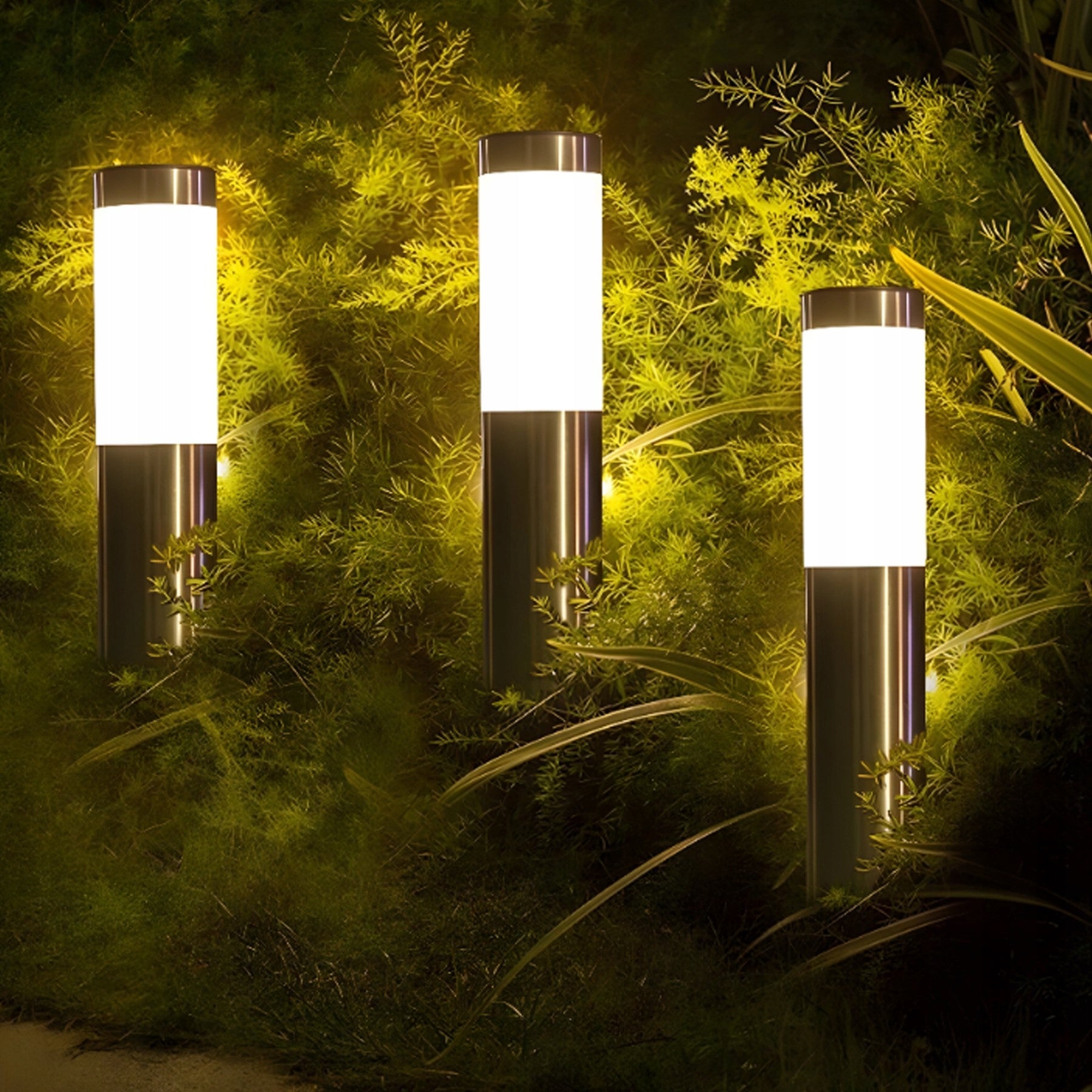 2x GARDEN LAMP LED STANDING POST E27 OUTDOOR 45 CM SILVER Manufacturer code E103-2