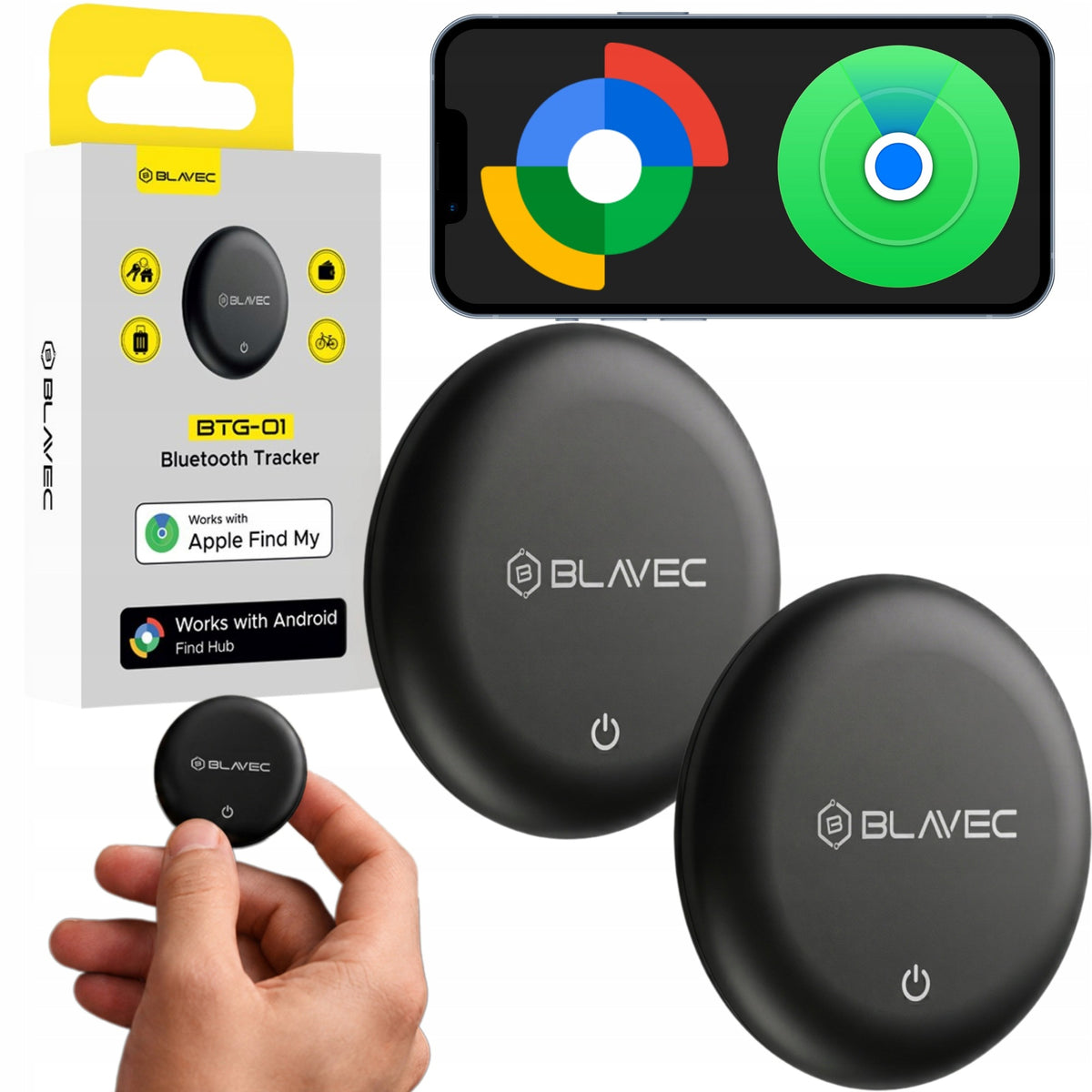 2x GPS Locator Blavec Tracker for Car Dog Cat Keys Apple Android