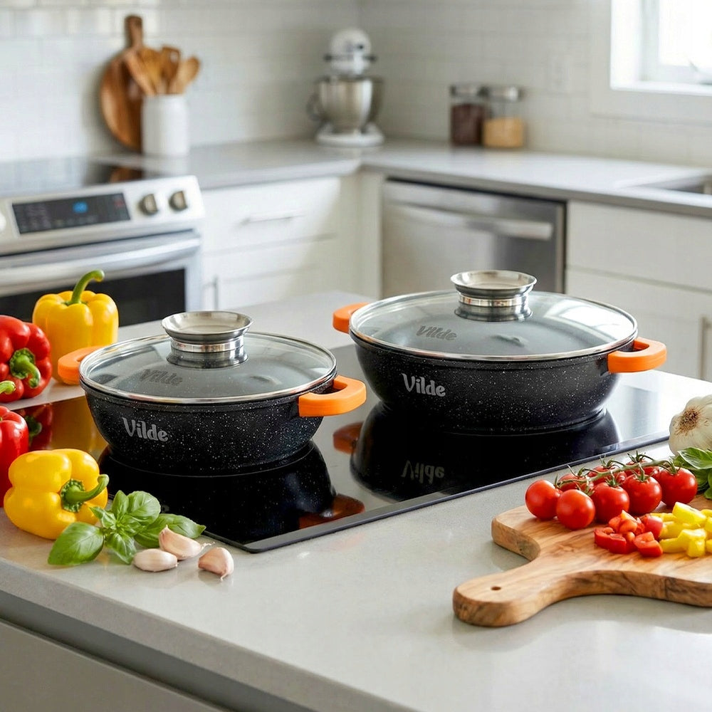 2x GRANITE frying pan for frying stewing baking deep 24 cm + 28 cm Packaging status original