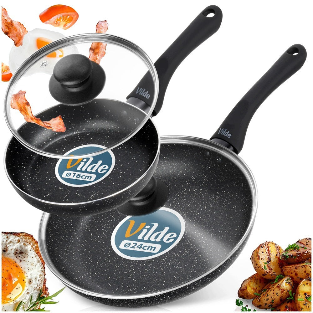 2x GRANITE pan with lid set of pans with lids VILDE 16 24 cm