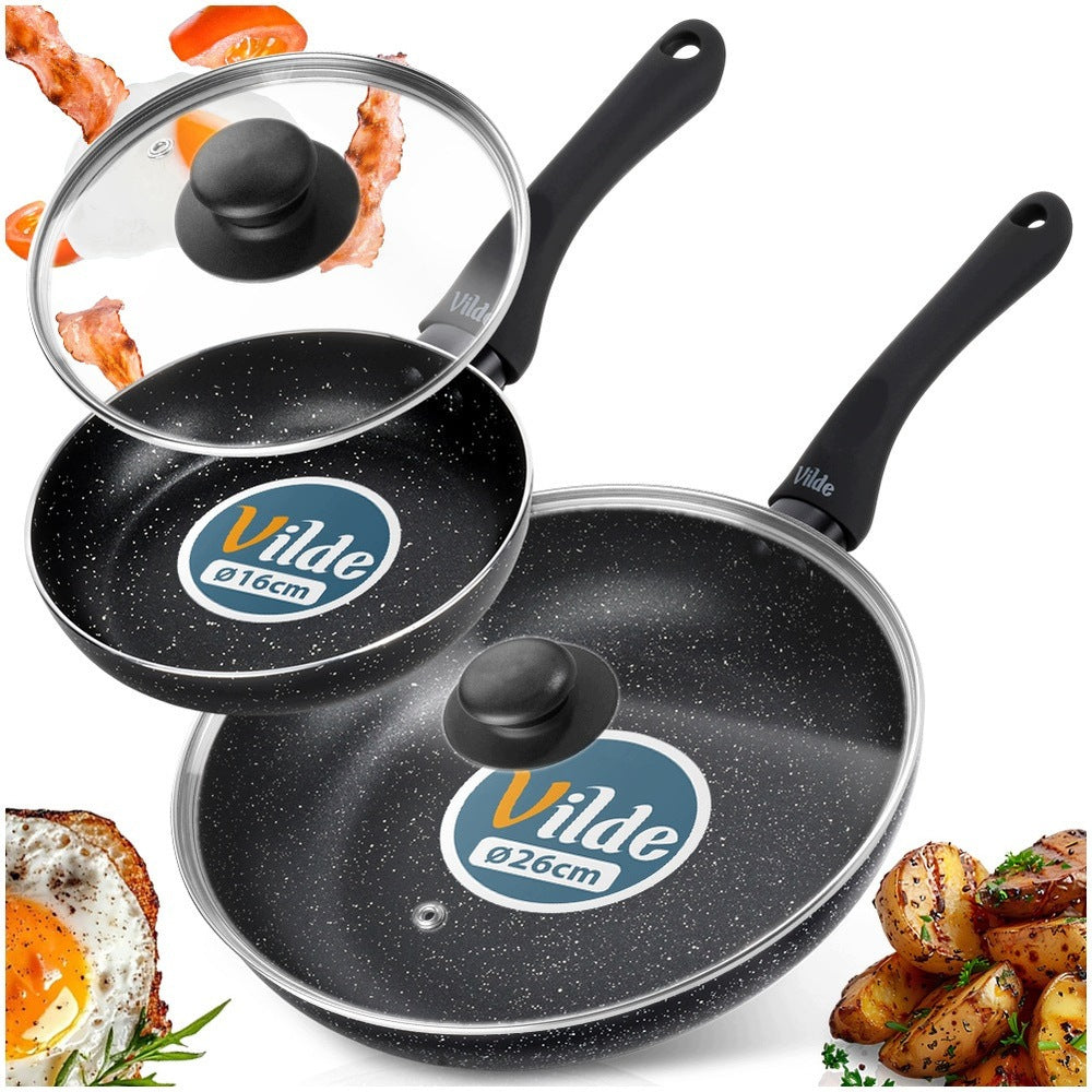 2x GRANITE pan with lid set of pans with lids VILDE 16 26 cm