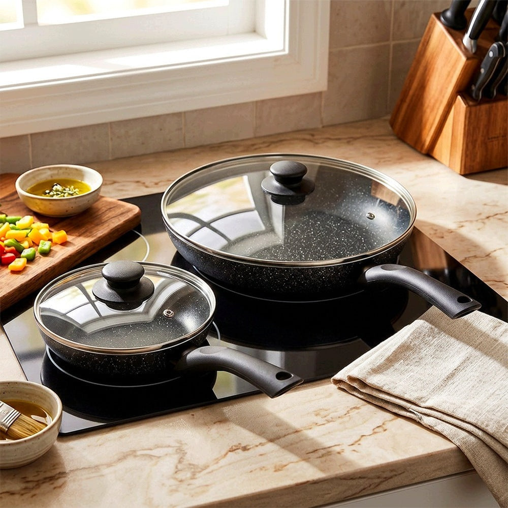 2x GRANITE pan with lid set of pans with lids VILDE 16 28 cm Packaging status original