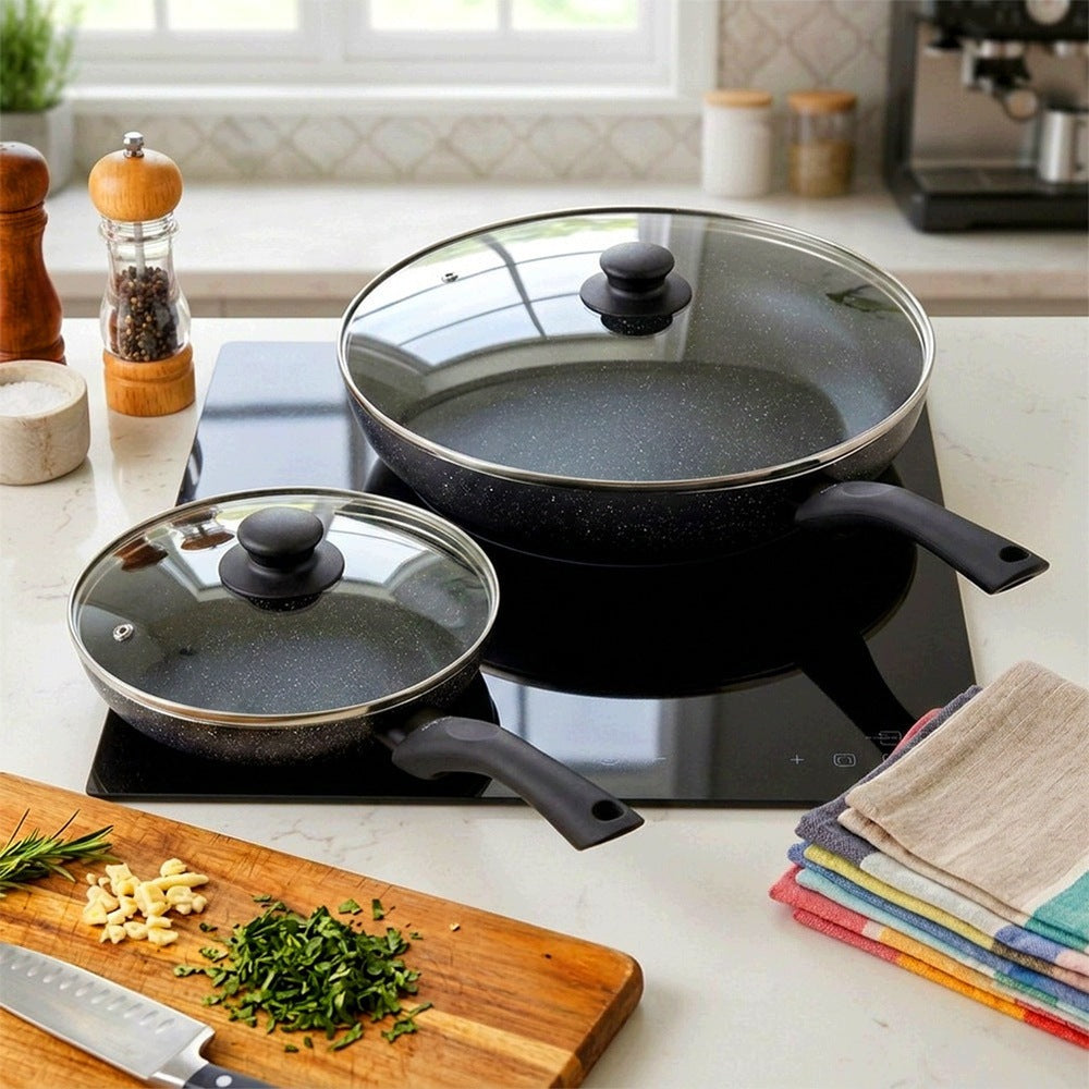 2x GRANITE pan with lid set of pans with lids VILDE 20 32 cm Packaging status original