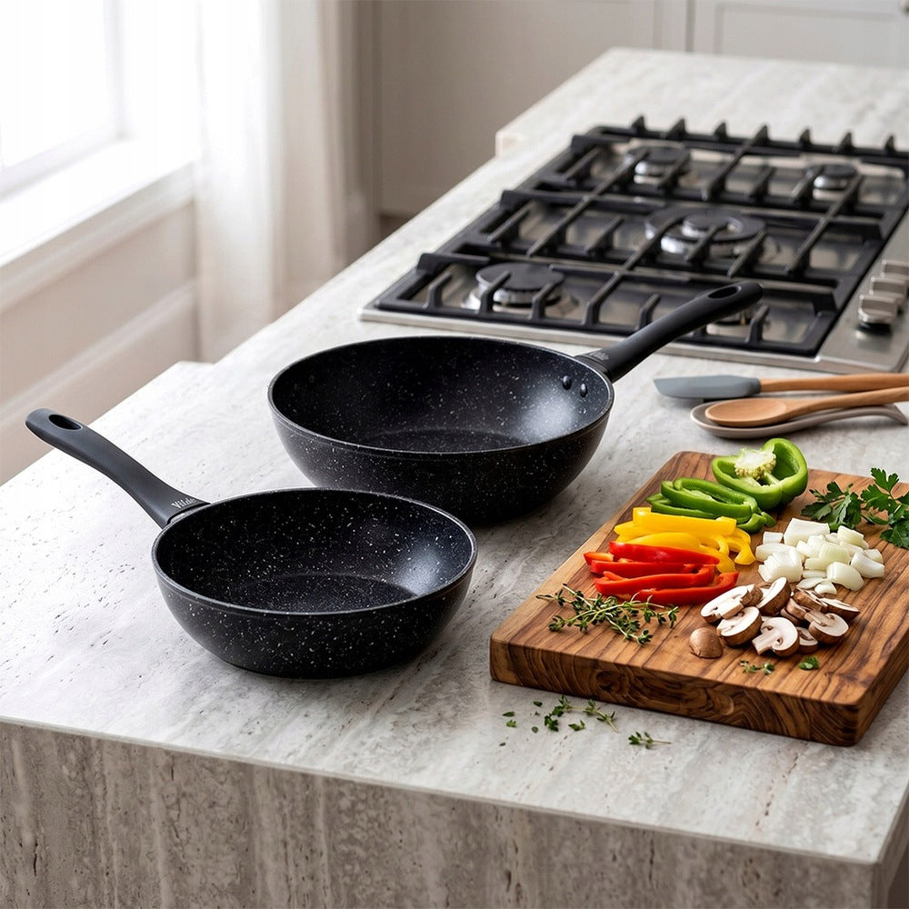 2x GRANITe frying pan for frying gas induction VILDE 24 28 cm Packaging status original