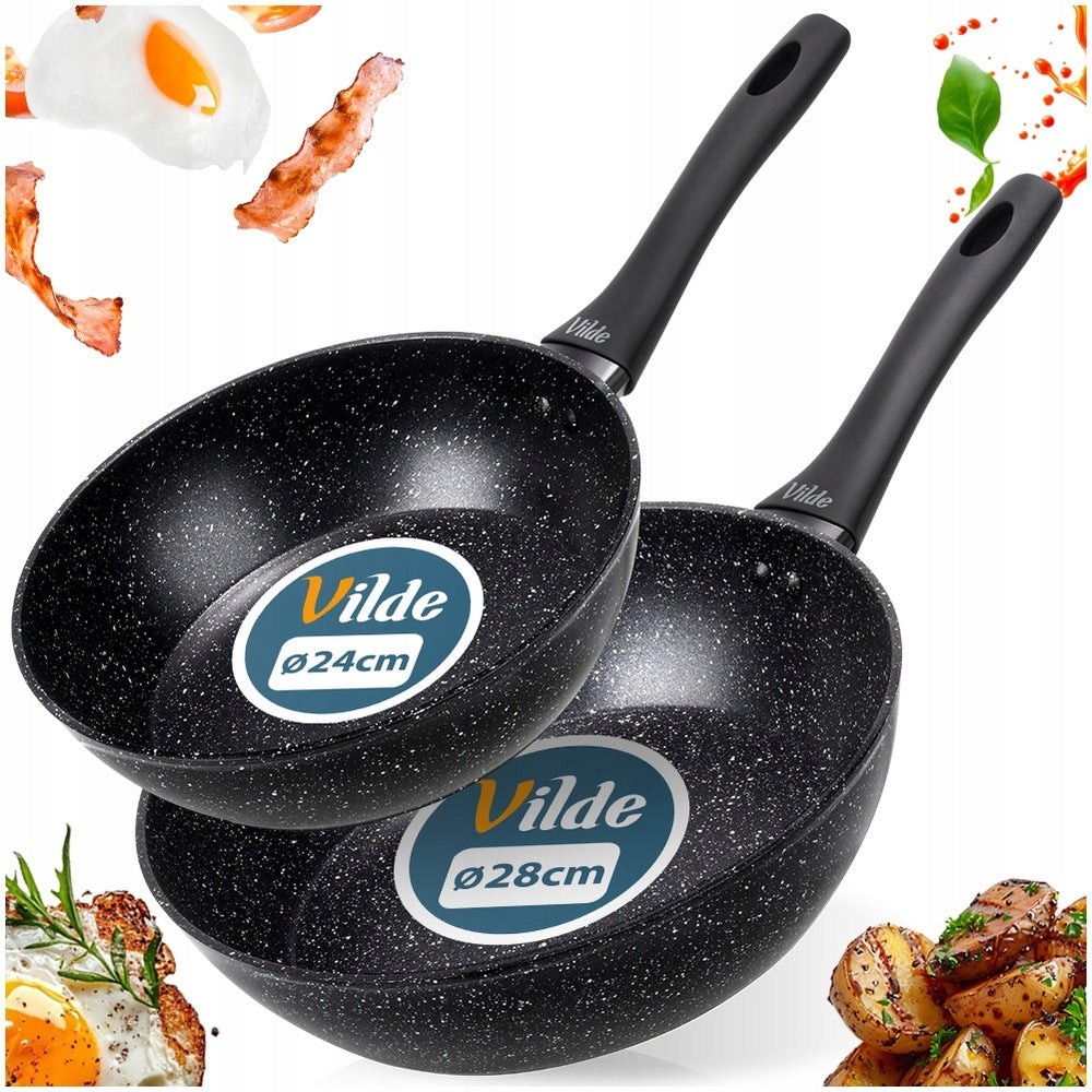 2x GRANITe frying pan for frying gas induction VILDE 24 28 cm