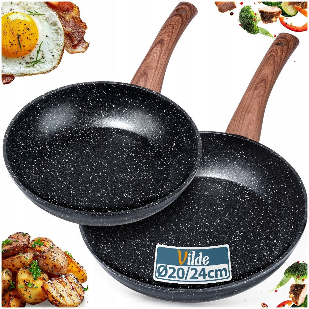 2x GRANITe frying pan for frying stewing set of pans VILDE 20 24 cm
