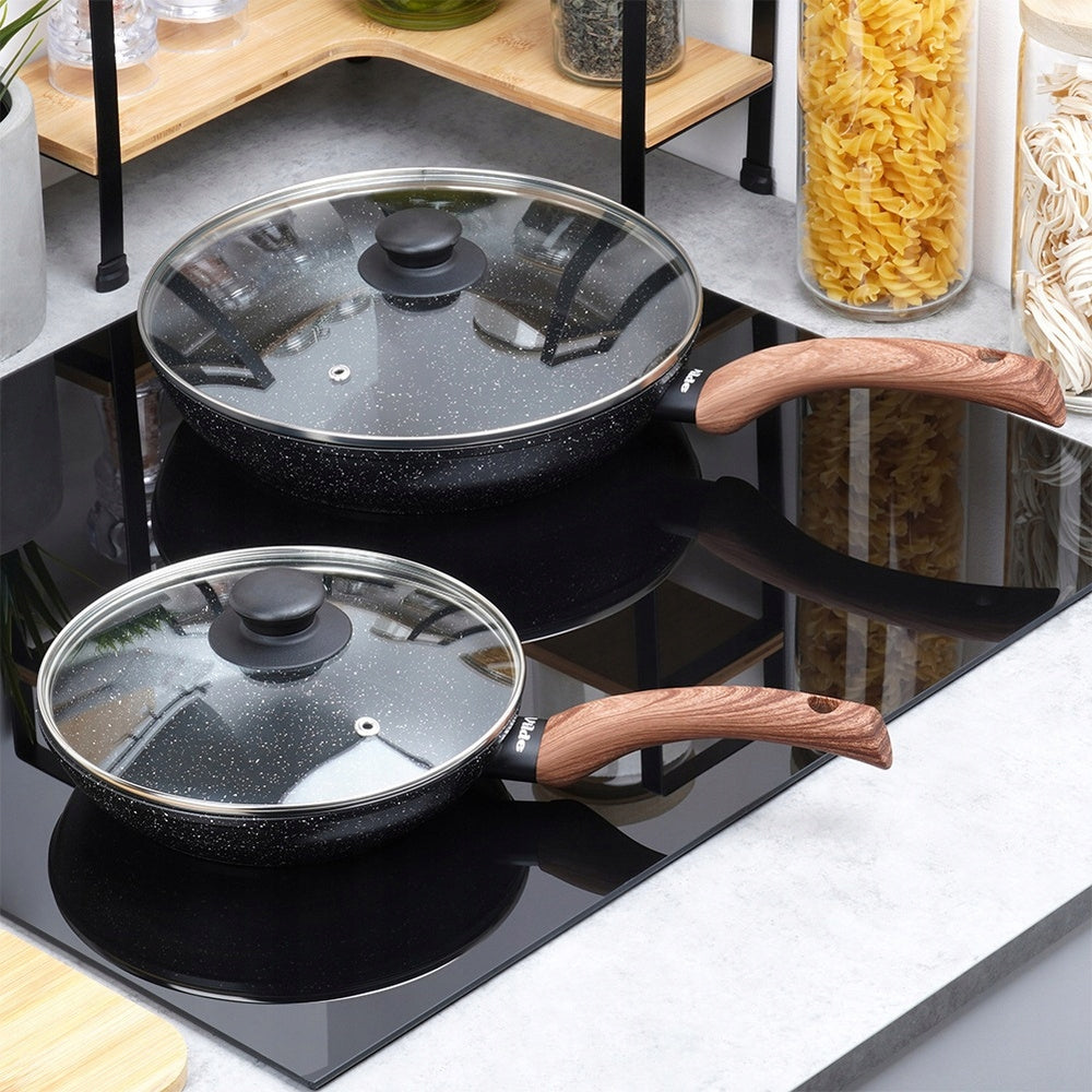 2x GRANITe frying pan stewing set with lid 20 26 cm Packaging status original