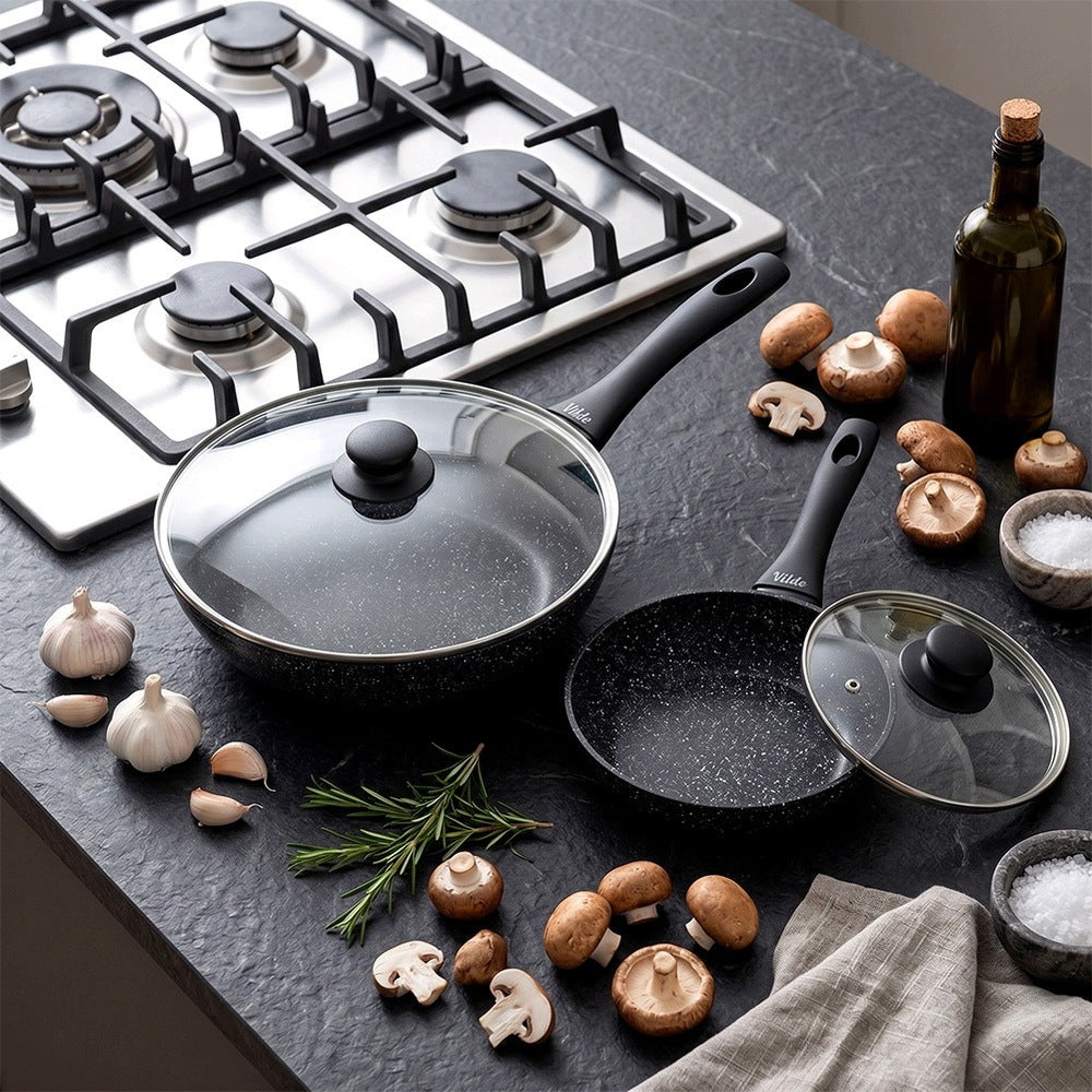 2x GRANITe frying pan with lid VILDE 24 28 cm Packaging status original