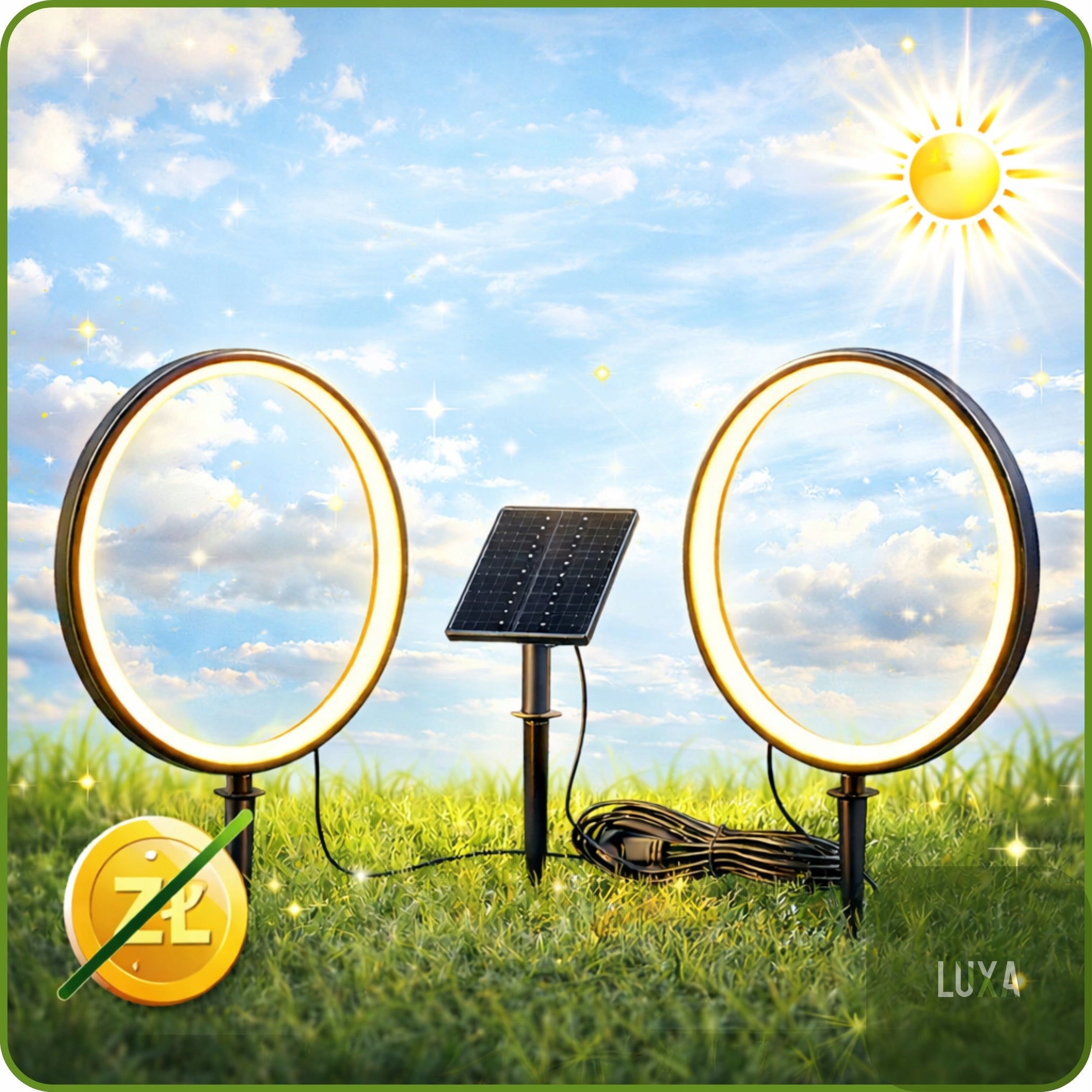 2x Garden Ball 30cm LED Rings Solar Heat Lamps SOLAR IP54 Brand LUXA