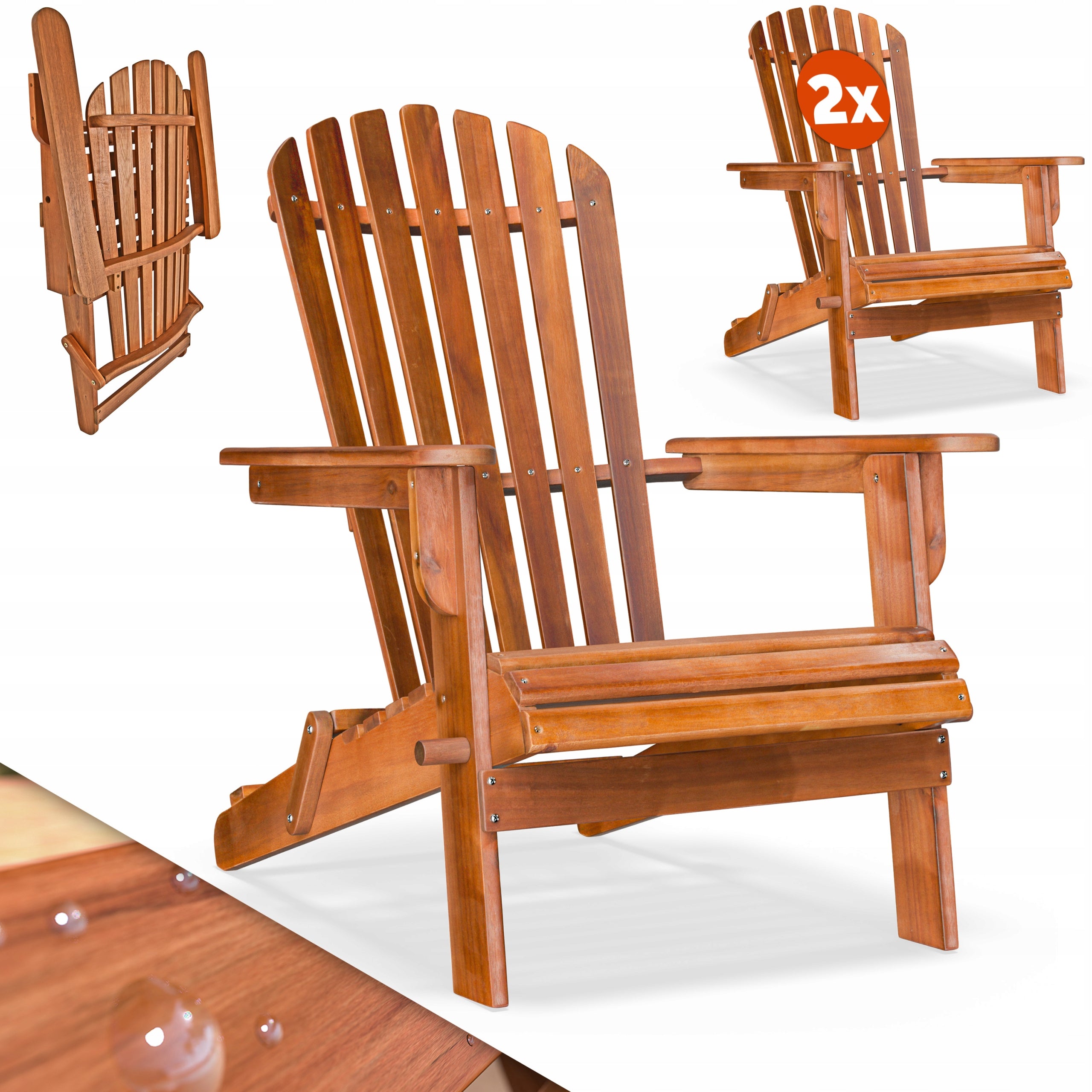 2x Garden chair wooden armchair deckchair wood acacia set garden terrace Manufacturer code 995717