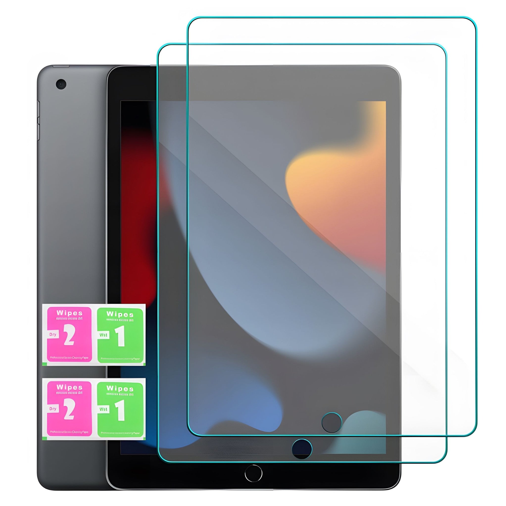 2x Glass for Apple iPad 9 Gen 2021 10.2 I 8 Gen I 7 Gen Tempered 9H SET