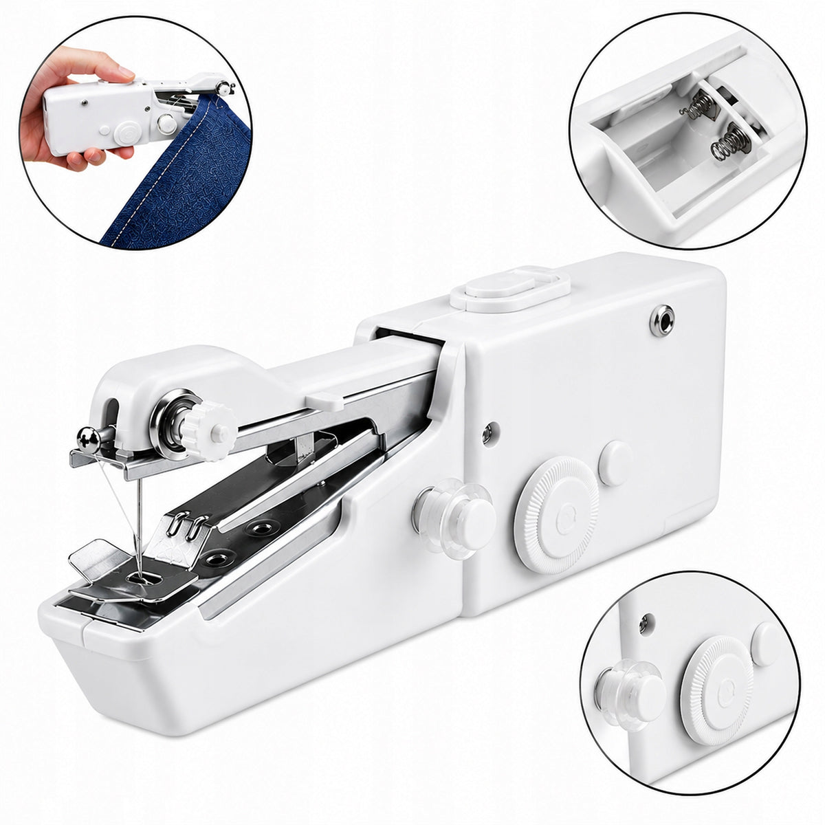 2x HAND SEWING MACHINE MINI PORTABLE BATTERIES SEWING FABRIC REPAIR Brand PAKO